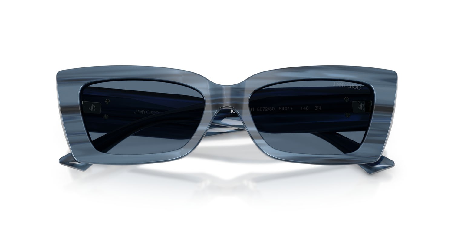 Occhiali da sole Jimmy Choo JC 5037BU (507280) colore navy a righe forma cat eye lenti blu scuro