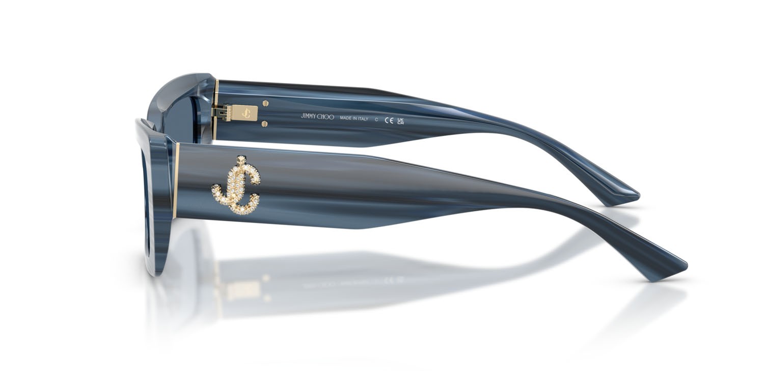 Occhiali da sole Jimmy Choo JC 5037BU (507280) colore navy a righe forma cat eye lenti blu scuro