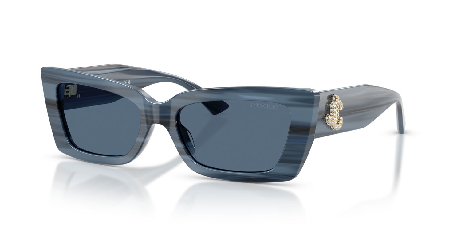 Occhiali da sole Jimmy Choo JC 5037BU (507280) colore navy a righe forma cat eye lenti blu scuro