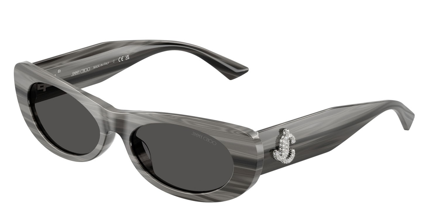 Occhiali da sole Jimmy Choo JC 5038BU (506387) colore nero striato forma ovale lenti grigio scuro