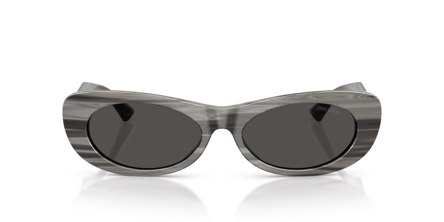 Occhiali da sole Jimmy Choo JC 5038BU (506387) colore nero striato forma ovale lenti grigio scuro
