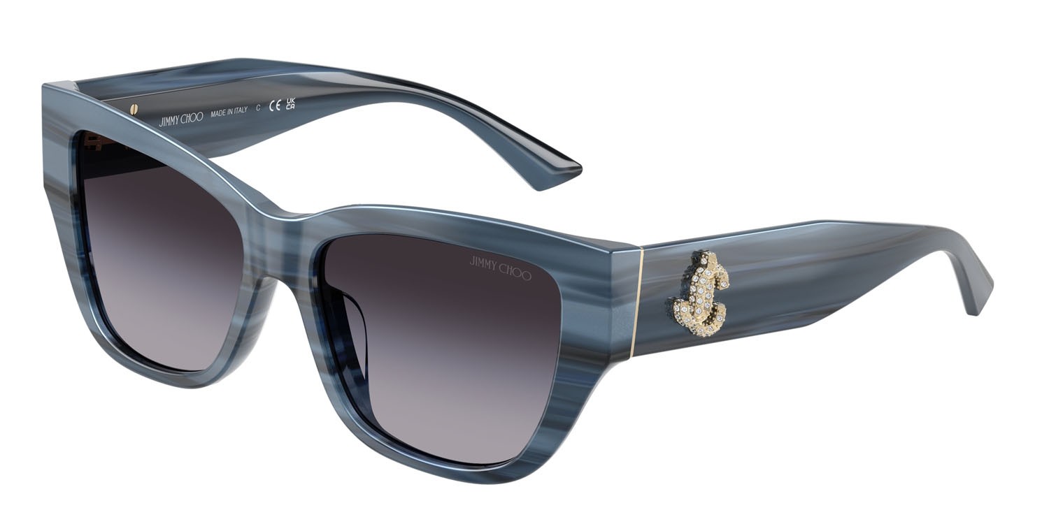 Occhiali da sole Jimmy Choo JC 5039BU (50728G) colore navy a righe forma quadrato lenti sfumato grigio