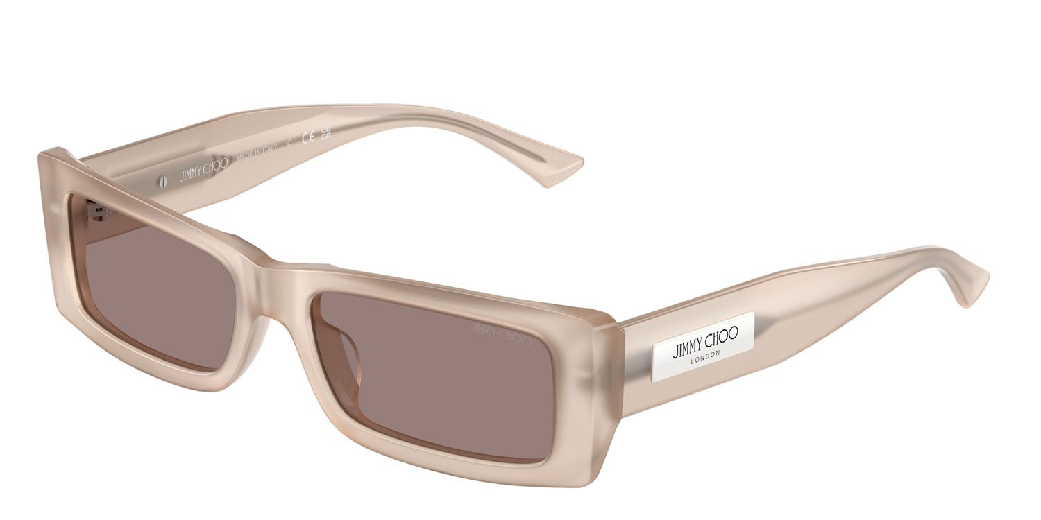 Occhiali da sole Jimmy Choo JC 5040U (50257N) colore grigio talpa opalino forma rettangolare lenti viola marrone argento a specchio