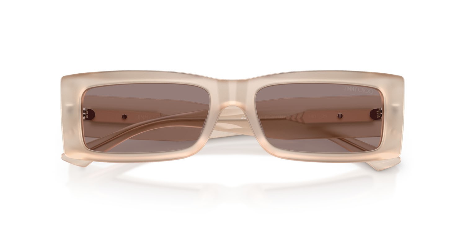 Occhiali da sole Jimmy Choo JC 5040U (50257N) colore grigio talpa opalino forma rettangolare lenti viola marrone argento a specchio