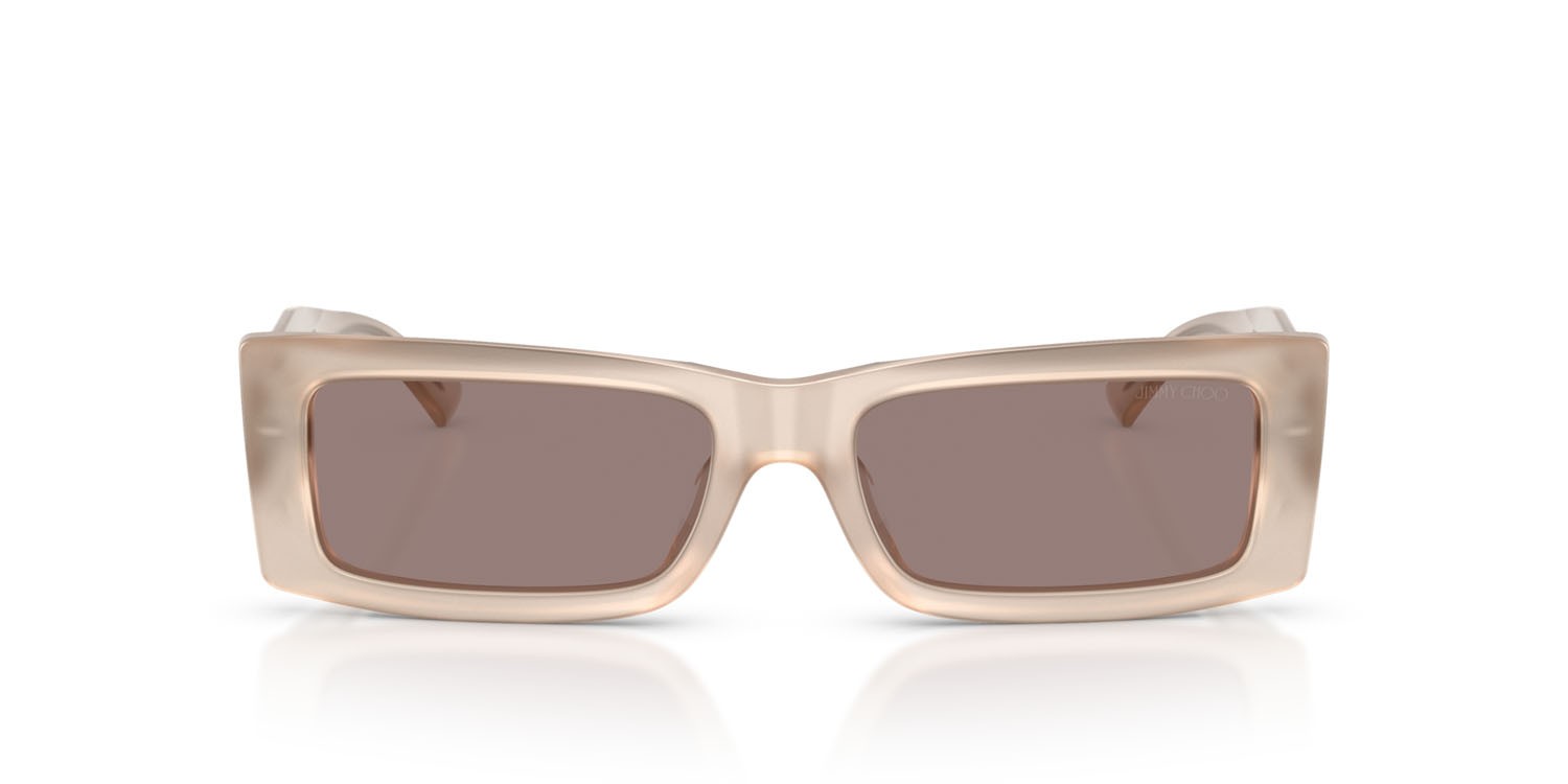 Occhiali da sole Jimmy Choo JC 5040U (50257N) colore grigio talpa opalino forma rettangolare lenti viola marrone argento a specchio