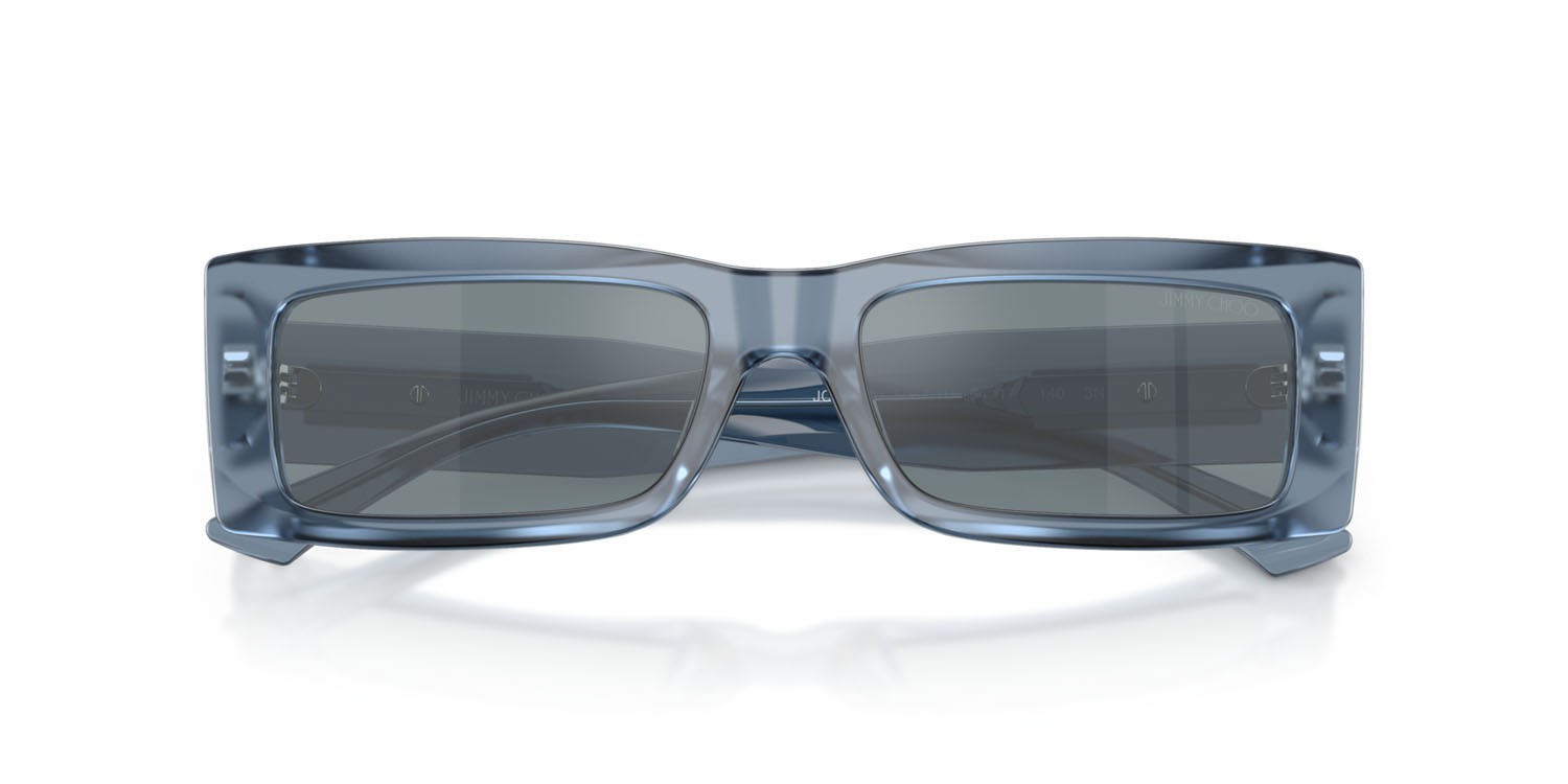 Occhiali da sole Jimmy Choo JC 5040U (50671U) colore denim opale forma rettangolare lenti azzurro specchiato argento