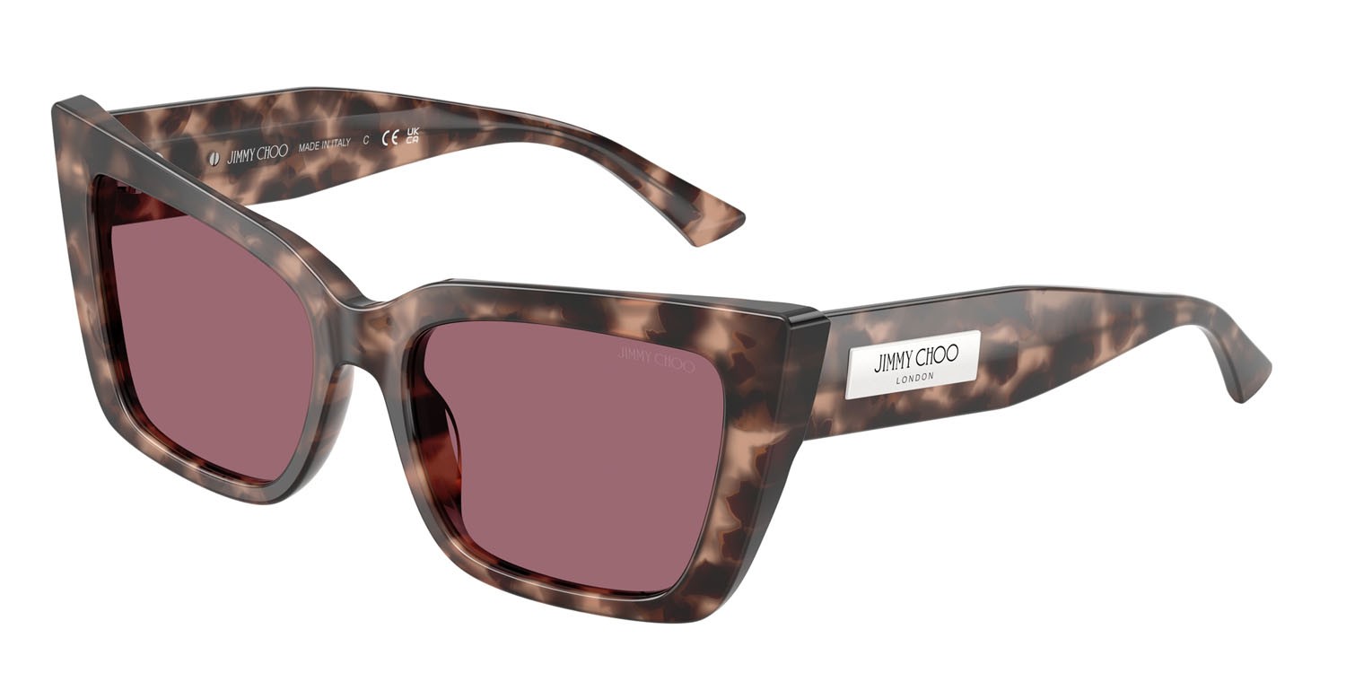 Occhiali da sole Jimmy Choo JC 5041 (50701A) colore opale rosa avana forma farfalla lenti viola