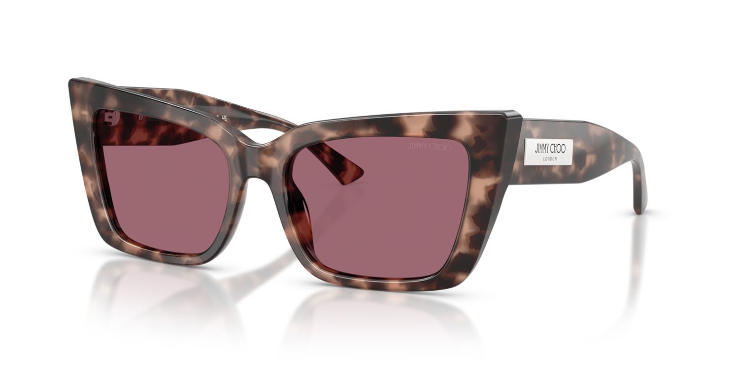Occhiali da sole Jimmy Choo JC 5041 (50701A) colore opale rosa avana forma farfalla lenti viola