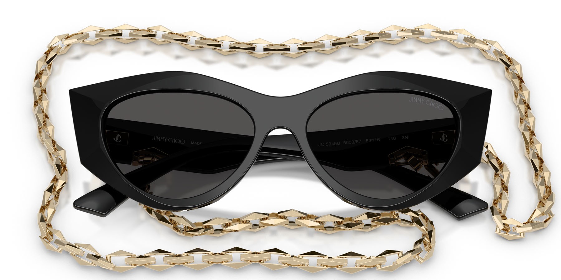 Occhiali da sole Jimmy Choo JC 5045U (500087) colore nero forma cat eye lenti grigio scuro