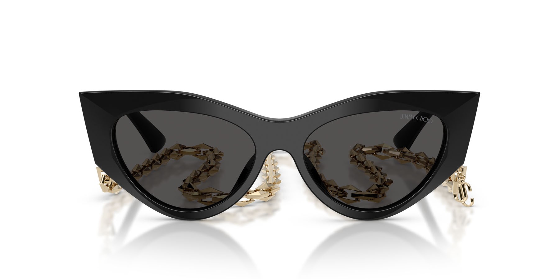 Occhiali da sole Jimmy Choo JC 5045U (500087) colore nero forma cat eye lenti grigio scuro