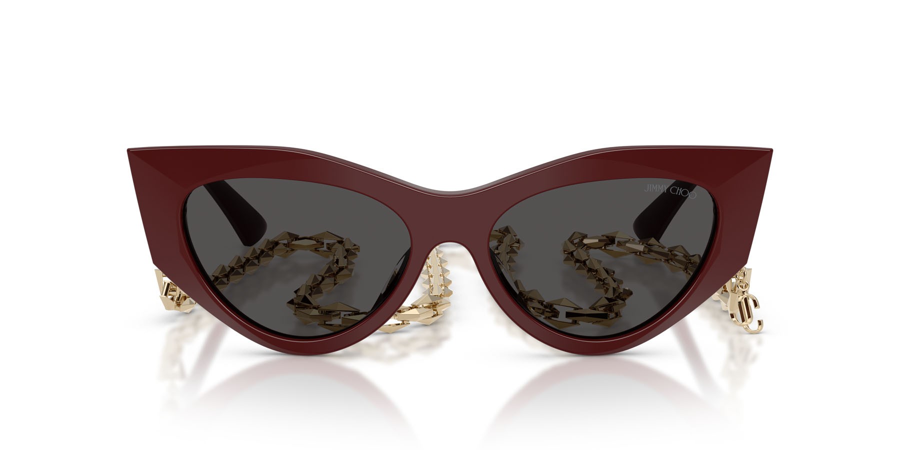 Occhiali da sole Jimmy Choo JC 5045U (505787) colore mirtillo rosso forma cat eye lenti grigio scuro