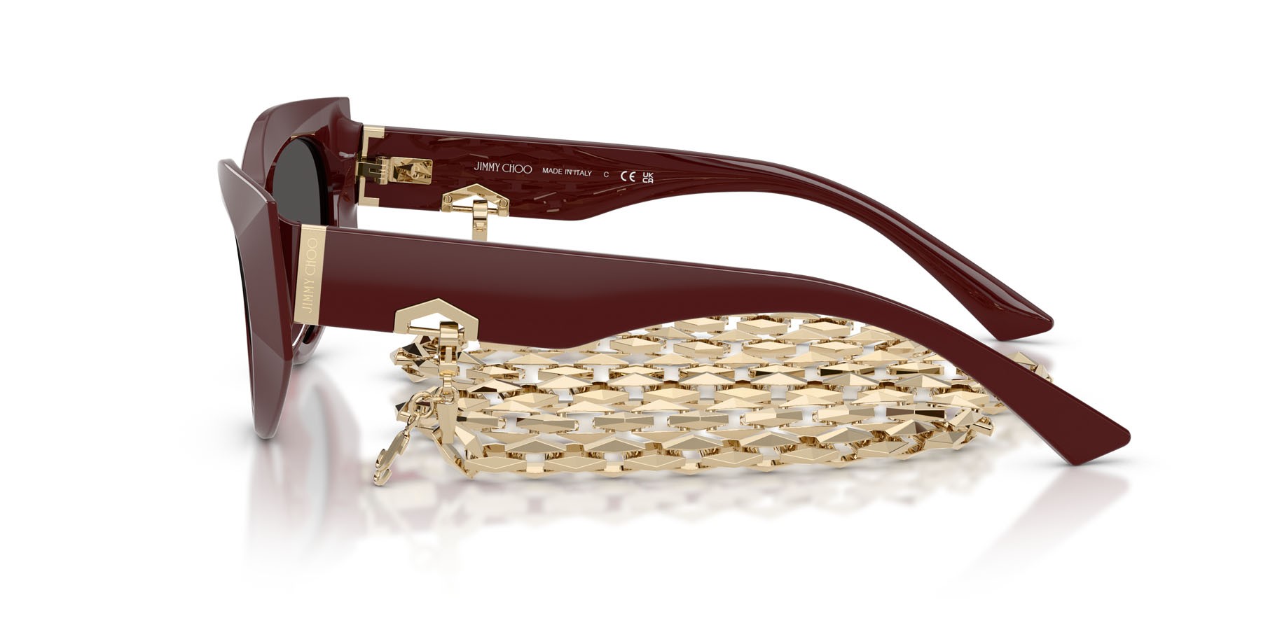 Occhiali da sole Jimmy Choo JC 5045U (505787) colore mirtillo rosso forma cat eye lenti grigio scuro