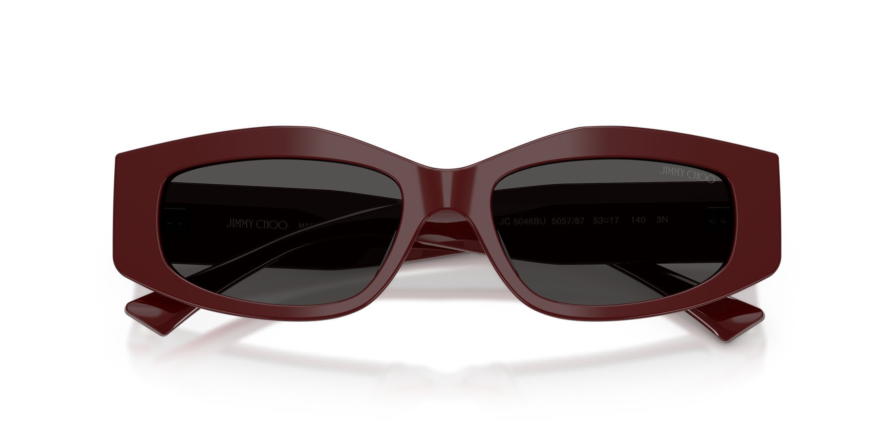 Sunglasses Jimmy Choo JC 5046BU (505787) color mirtillo rosso shape irregular lenses grigio scuro