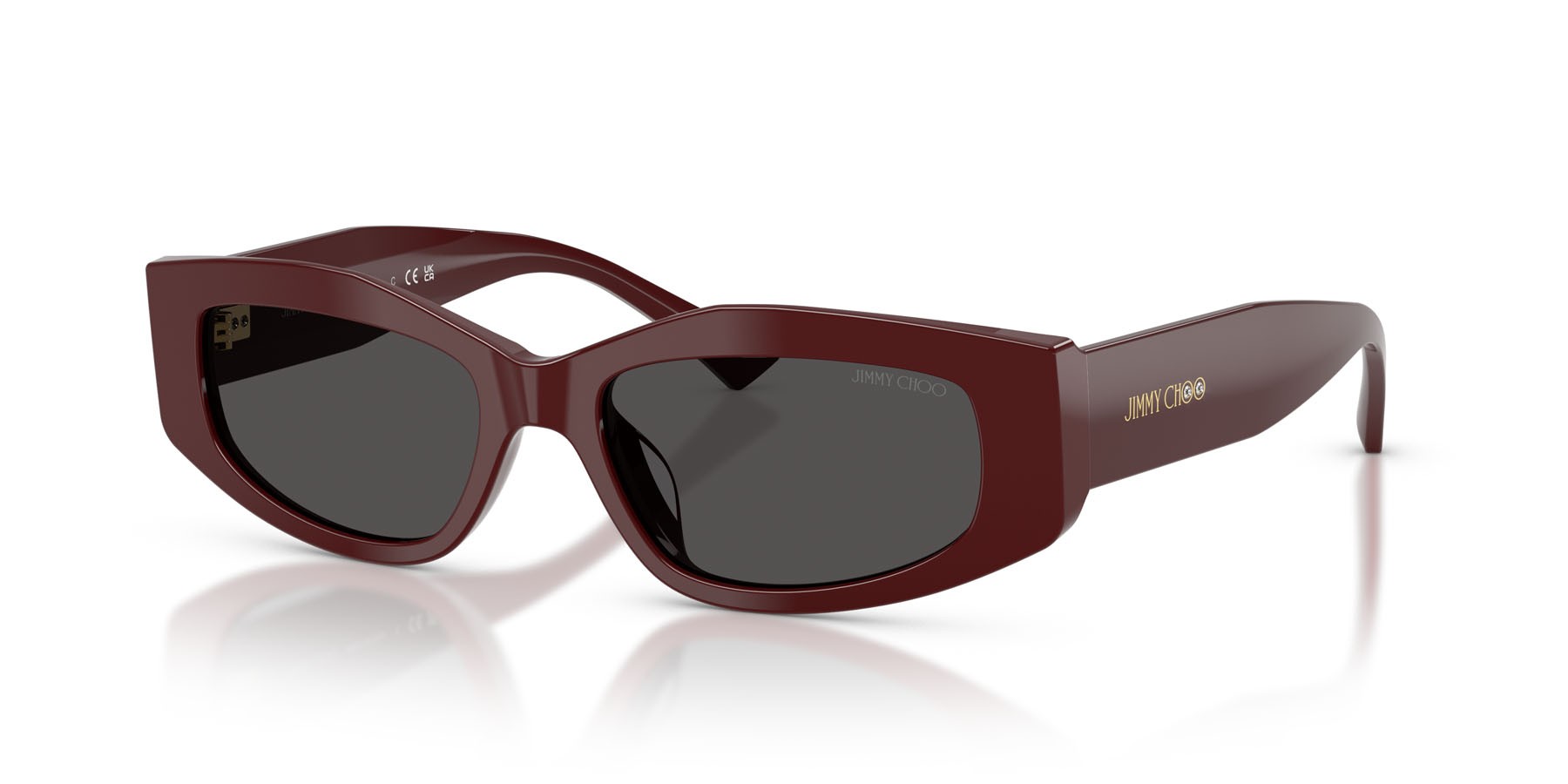 Sunglasses Jimmy Choo JC 5046BU (505787) color mirtillo rosso shape irregular lenses grigio scuro