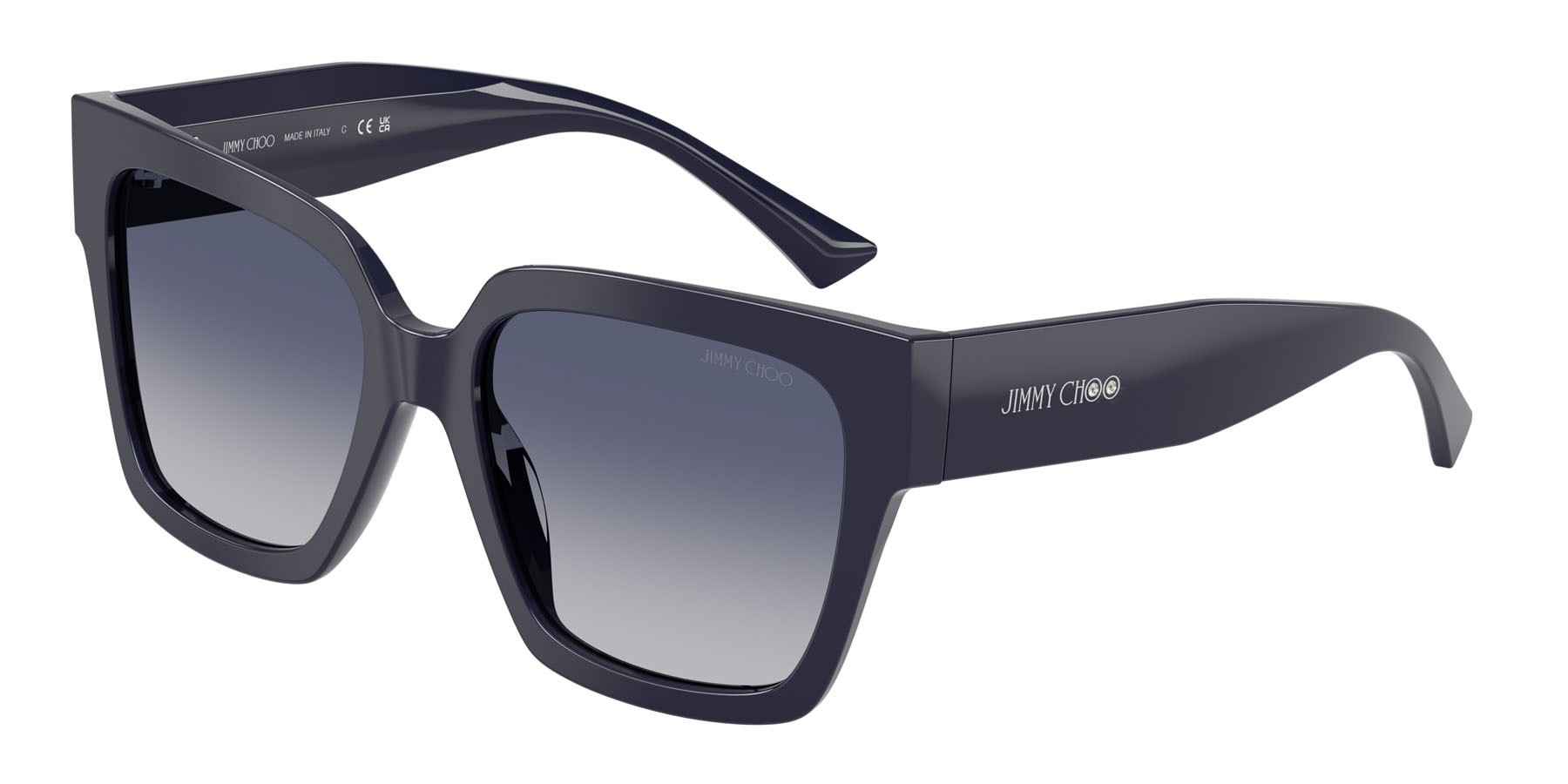 Occhiali da sole Jimmy Choo JC 5047B (50164L) colore blu navy forma quadrato lenti grigio chiaro sfumato blu scuro