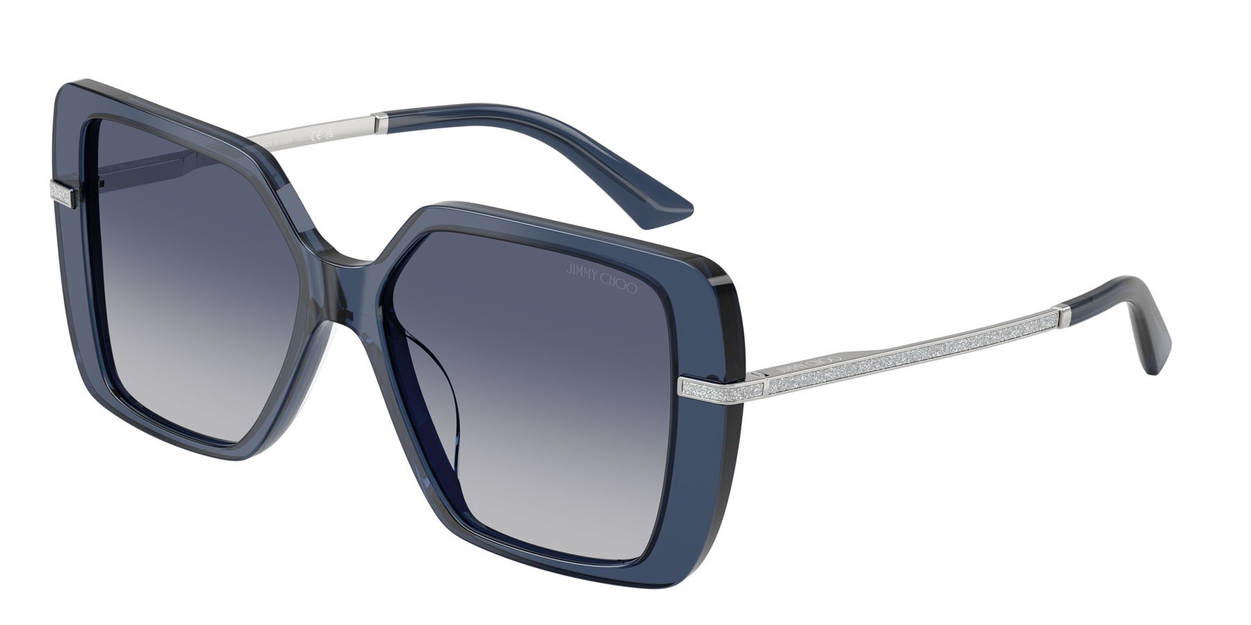 Occhiali da sole Jimmy Choo JC 5048JU (50354L) colore blu navy trasparente forma quadrato lenti blu sfumato