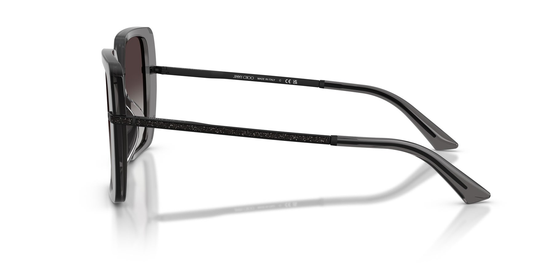 Occhiali da sole Jimmy Choo JC 5048JU (50788G) colore nero trasparente forma quadrato lenti grigio sfumato