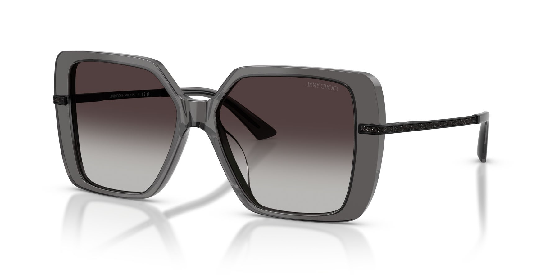 Occhiali da sole Jimmy Choo JC 5048JU (50788G) colore nero trasparente forma quadrato lenti grigio sfumato