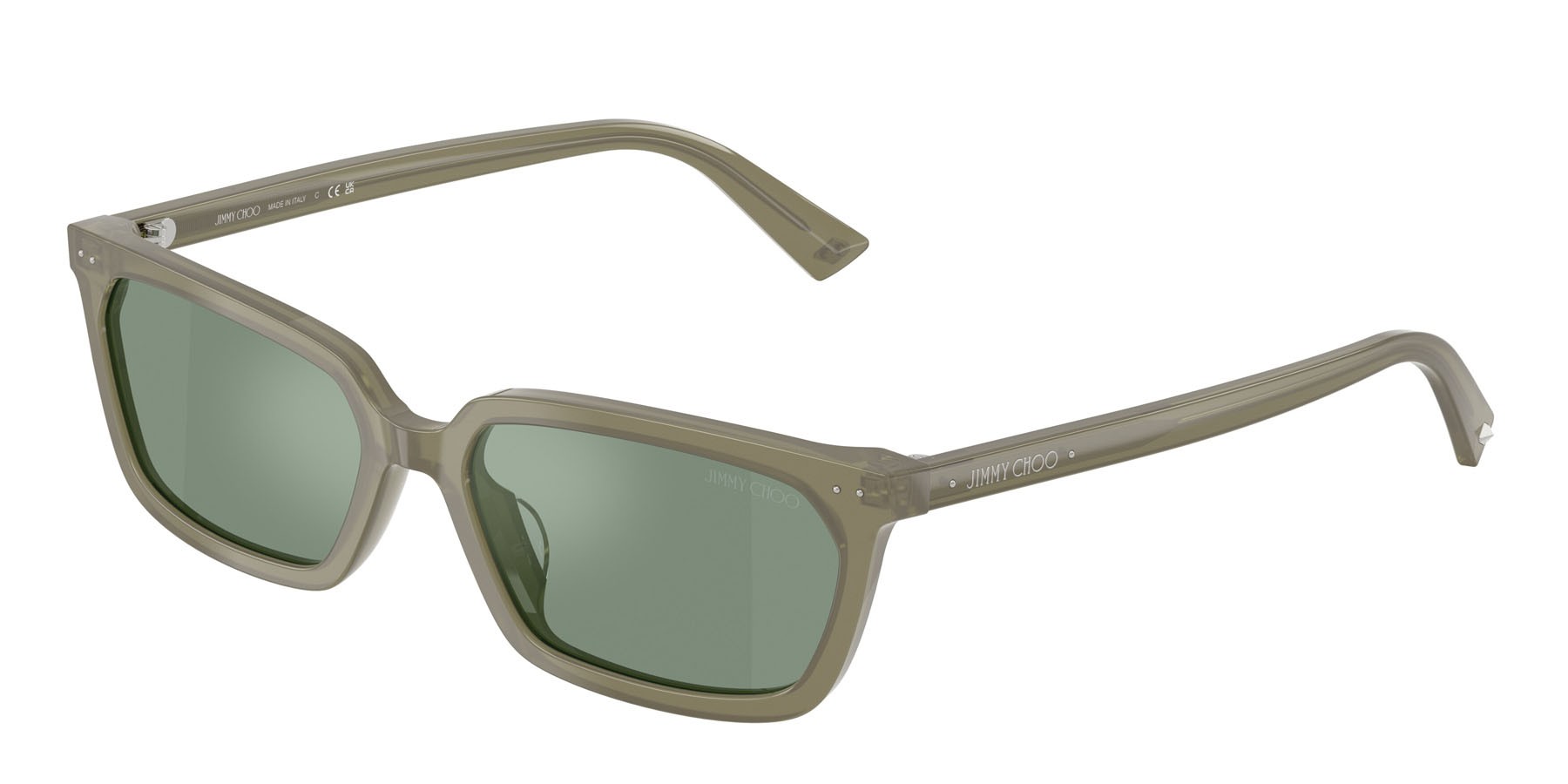 Occhiali da sole Jimmy Choo JC 5050U (508230) colore verde opalino forma rettangolare lenti specchio verde-nero