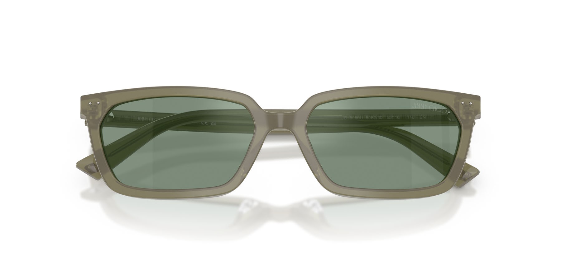 Occhiali da sole Jimmy Choo JC 5050U (508230) colore verde opalino forma rettangolare lenti specchio verde-nero