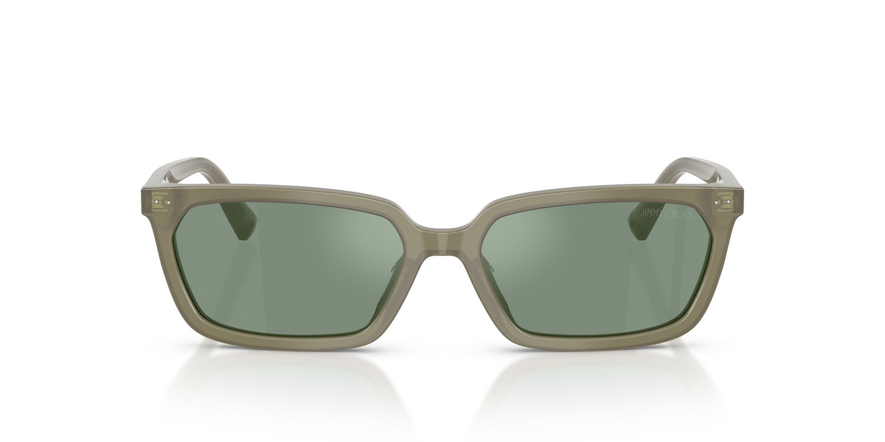 Occhiali da sole Jimmy Choo JC 5050U (508230) colore verde opalino forma rettangolare lenti specchio verde-nero