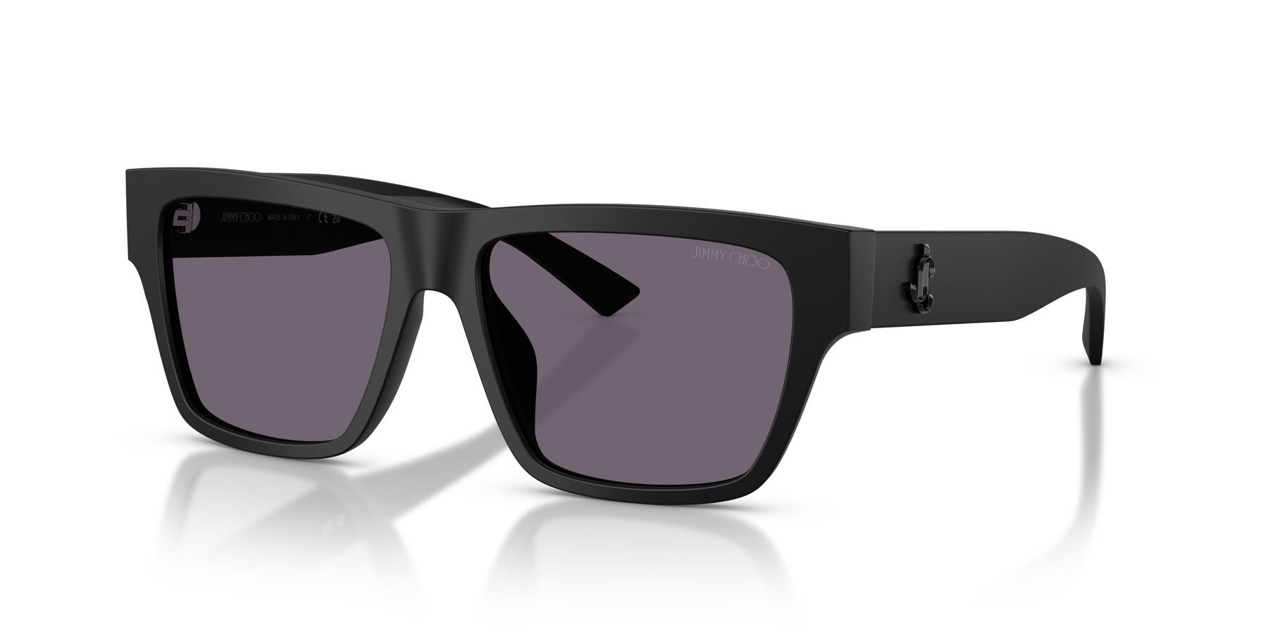 Occhiali da sole Jimmy Choo JC 5052U (50011A) colore nero opaco forma rettangolare lenti viola