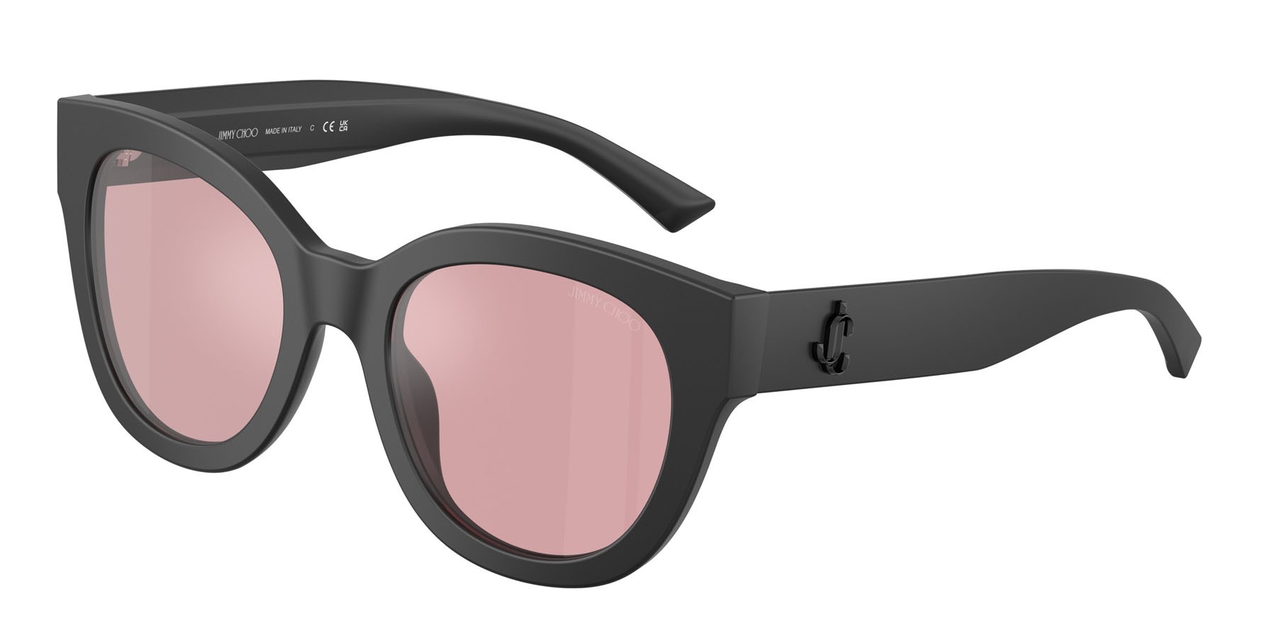 Sunglasses Jimmy Choo JC 5053 (50019L) color nero opaco shape round lenses violetto chiaro/flash argento