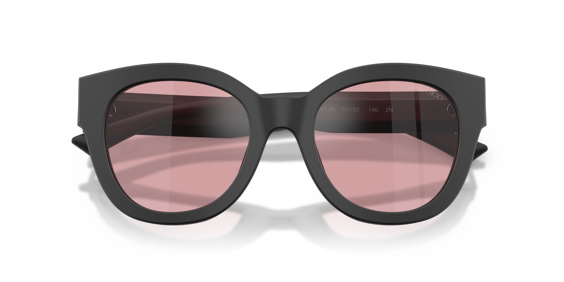 Sunglasses Jimmy Choo JC 5053 (50019L) color nero opaco shape round lenses violetto chiaro/flash argento