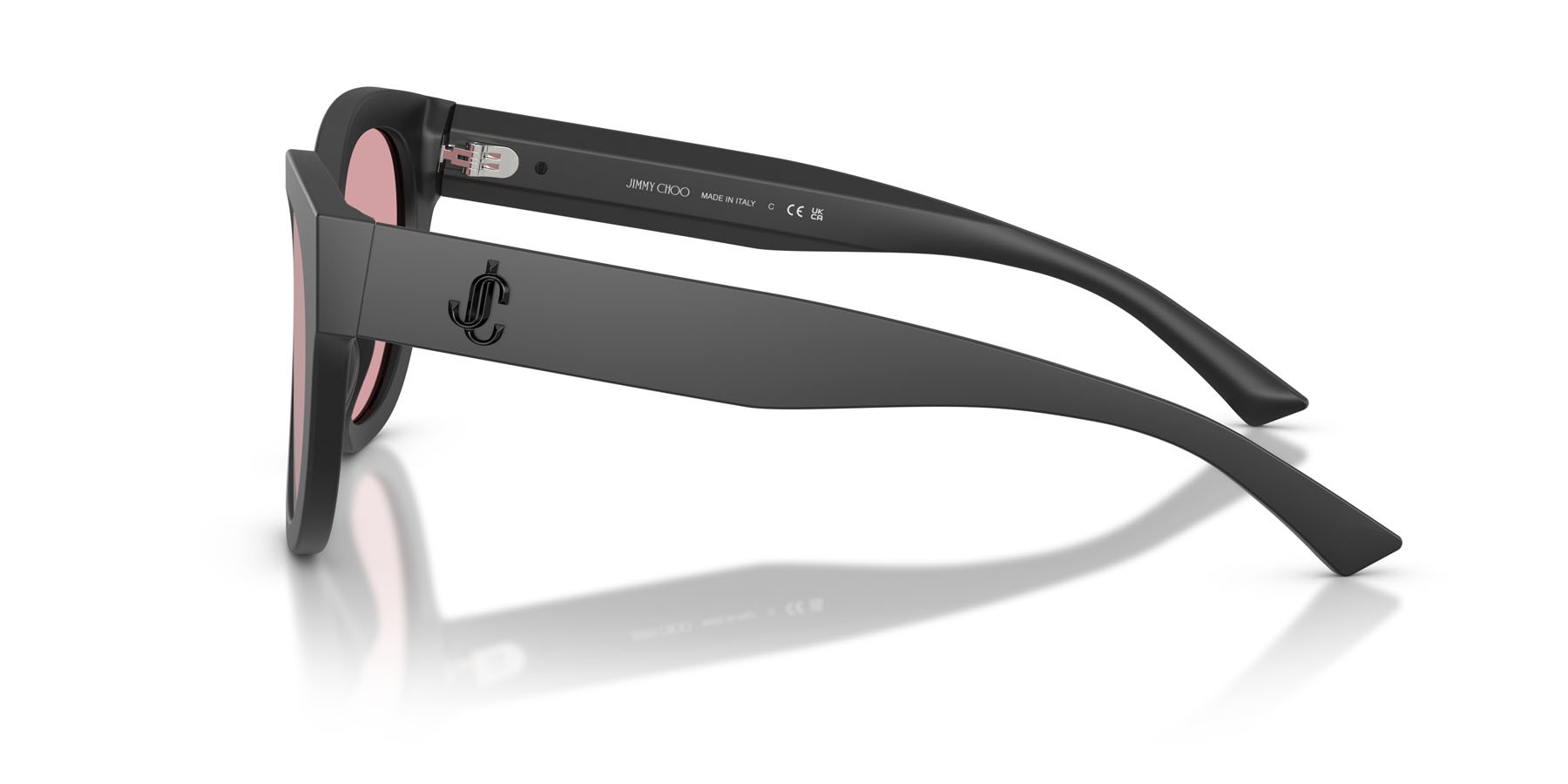 Sunglasses Jimmy Choo JC 5053 (50019L) color nero opaco shape round lenses violetto chiaro/flash argento