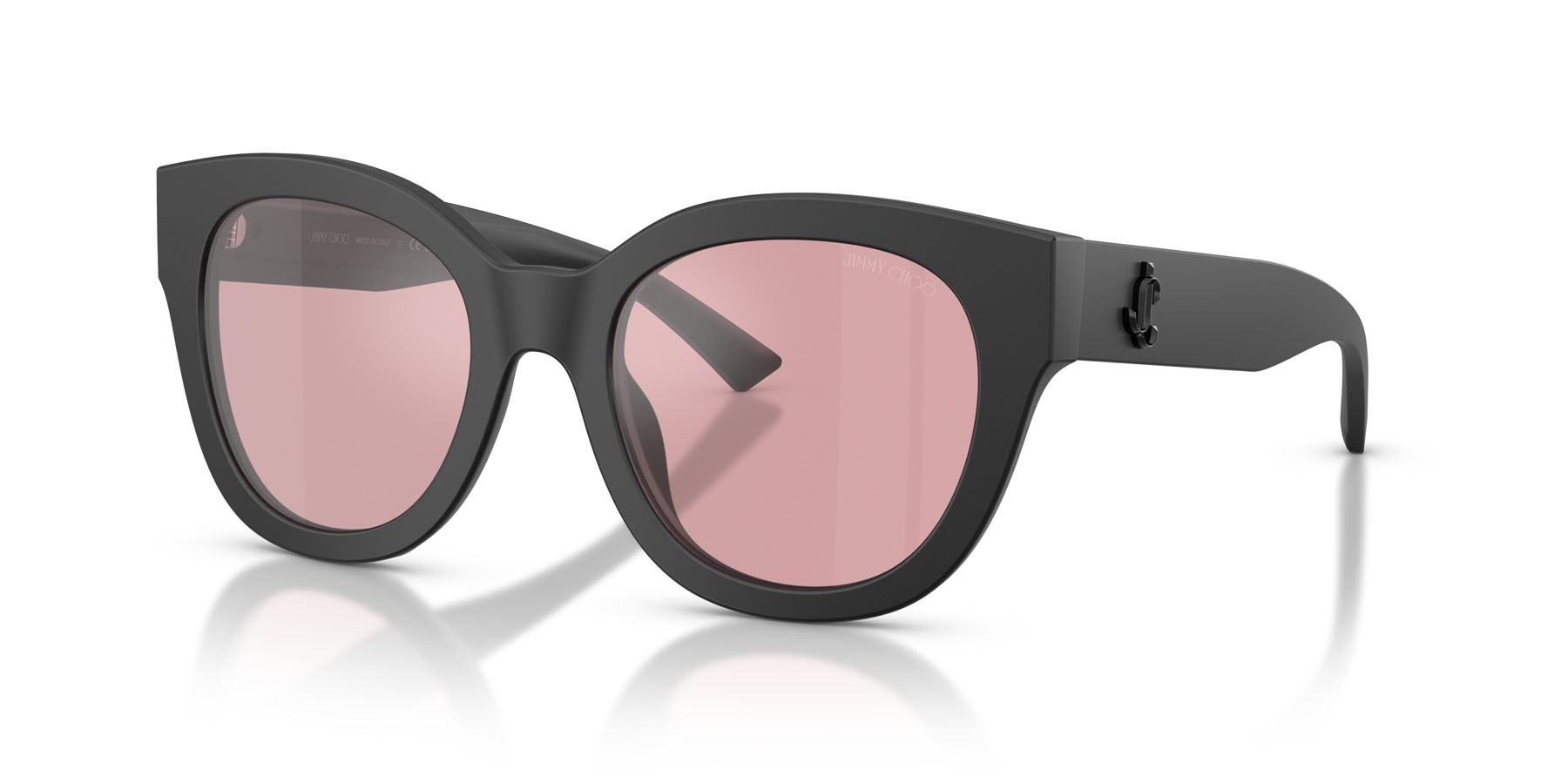 Sunglasses Jimmy Choo JC 5053 (50019L) color nero opaco shape round lenses violetto chiaro/flash argento