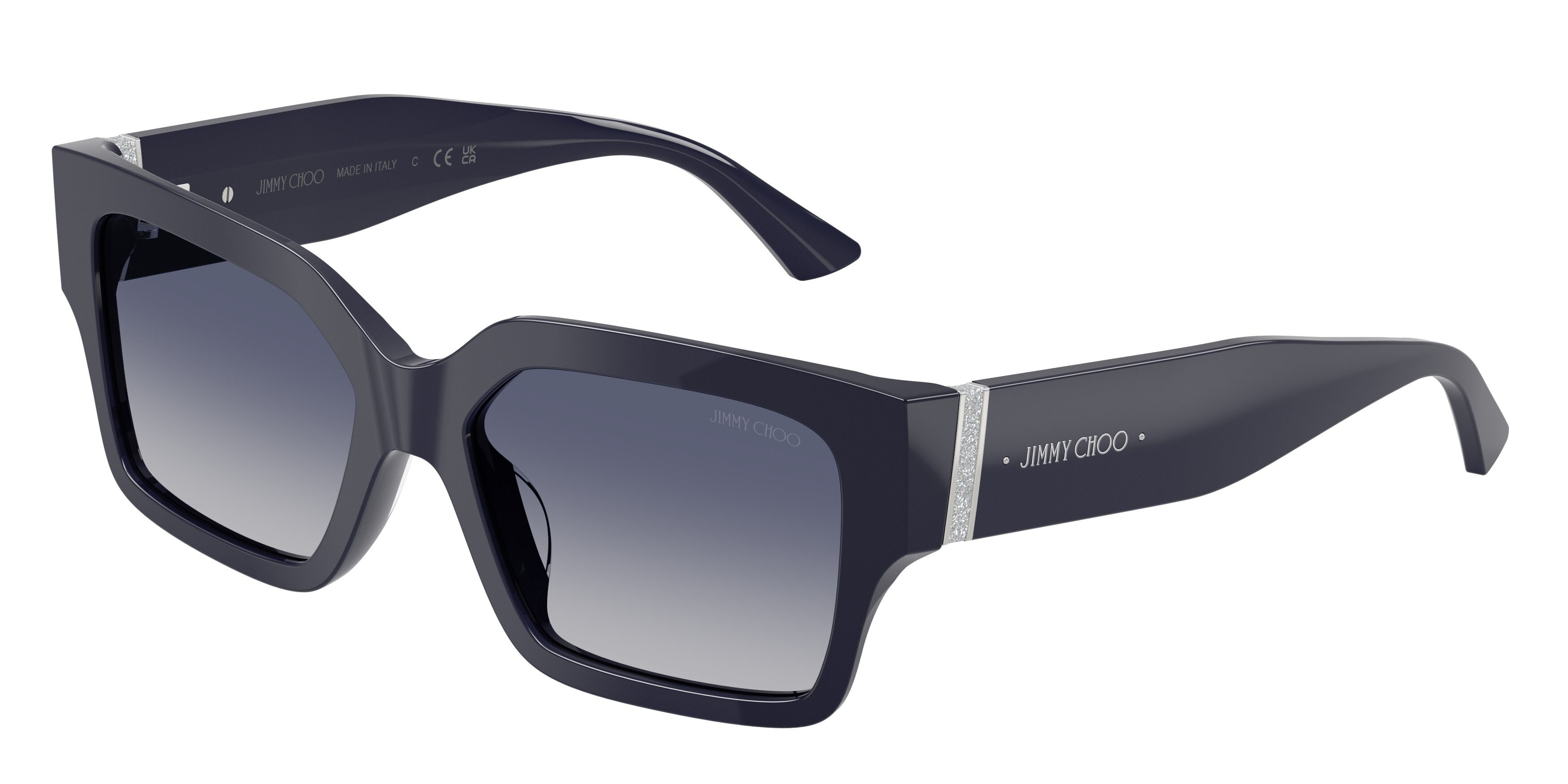 Occhiali da sole Jimmy Choo JC 5058JU (50164L) colore blu navy forma rettangolare lenti grigio chiaro sfumato blu scuro