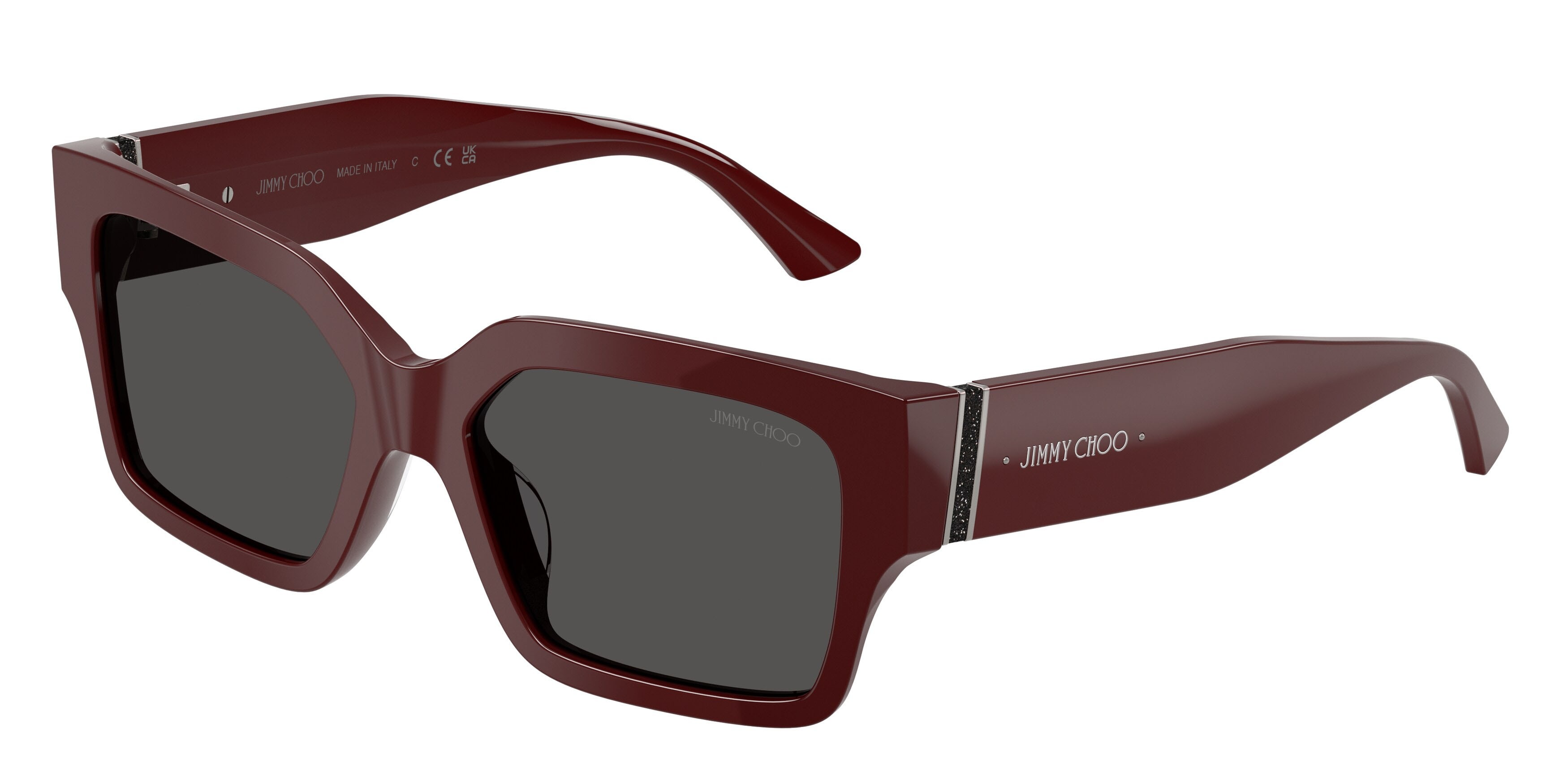Sunglasses Jimmy Choo JC 5058JU (505787) color mirtillo rosso shape rectangle lenses grigio scuro