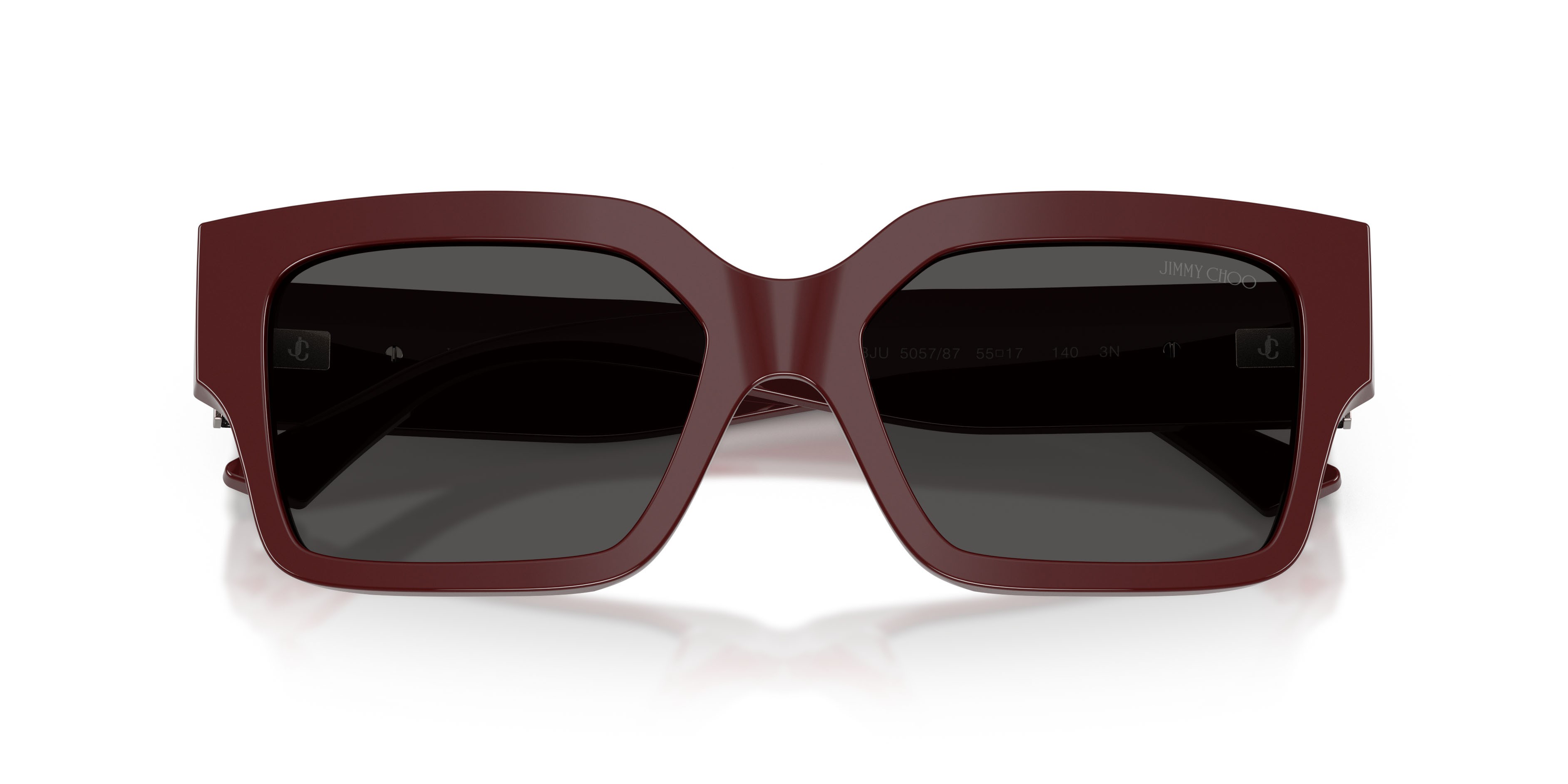 Sunglasses Jimmy Choo JC 5058JU (505787) color mirtillo rosso shape rectangle lenses grigio scuro