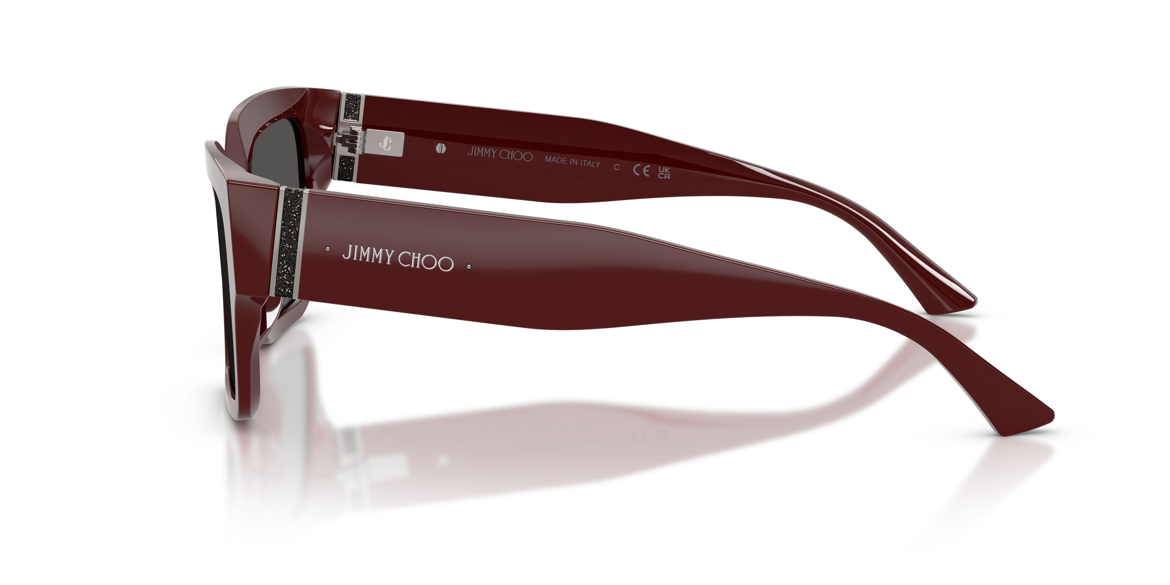 Sunglasses Jimmy Choo JC 5058JU (505787) color mirtillo rosso shape rectangle lenses grigio scuro