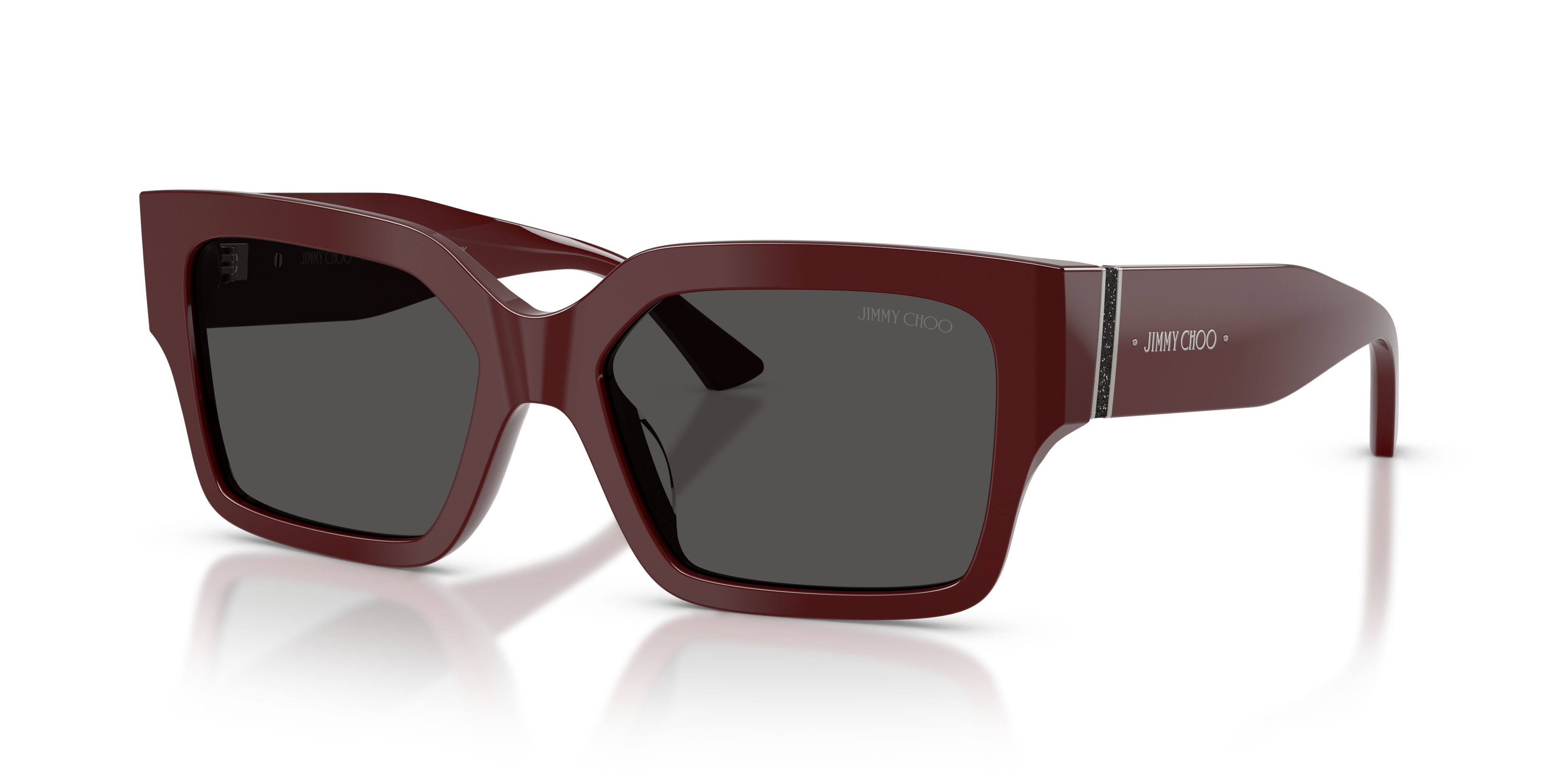 Sunglasses Jimmy Choo JC 5058JU (505787) color mirtillo rosso shape rectangle lenses grigio scuro