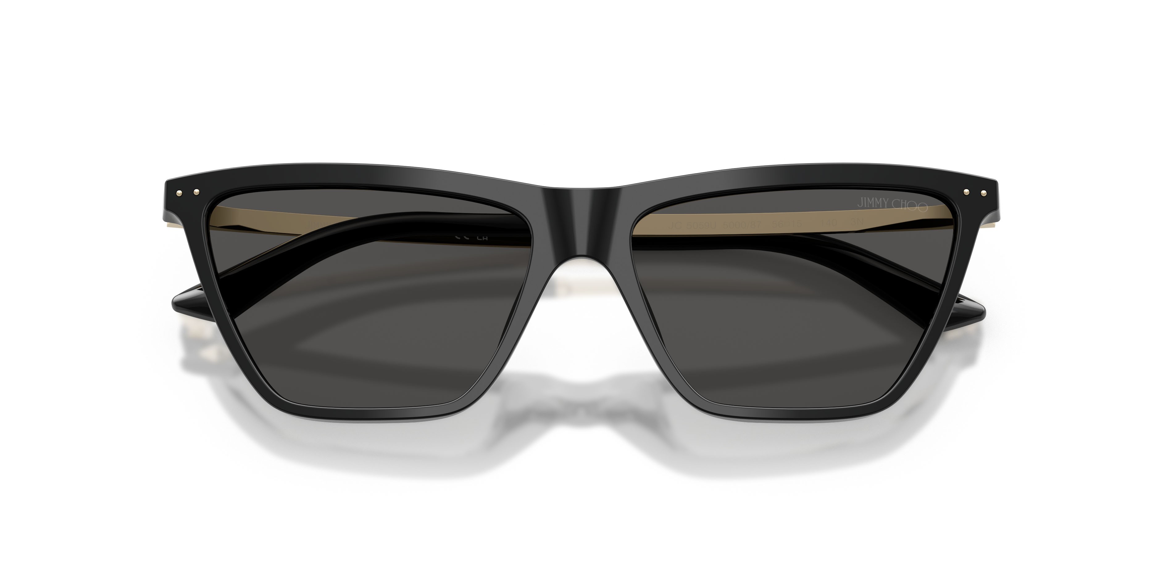 Occhiali da sole Jimmy Choo JC 5059U (500087) colore nero forma cat eye lenti grigio scuro