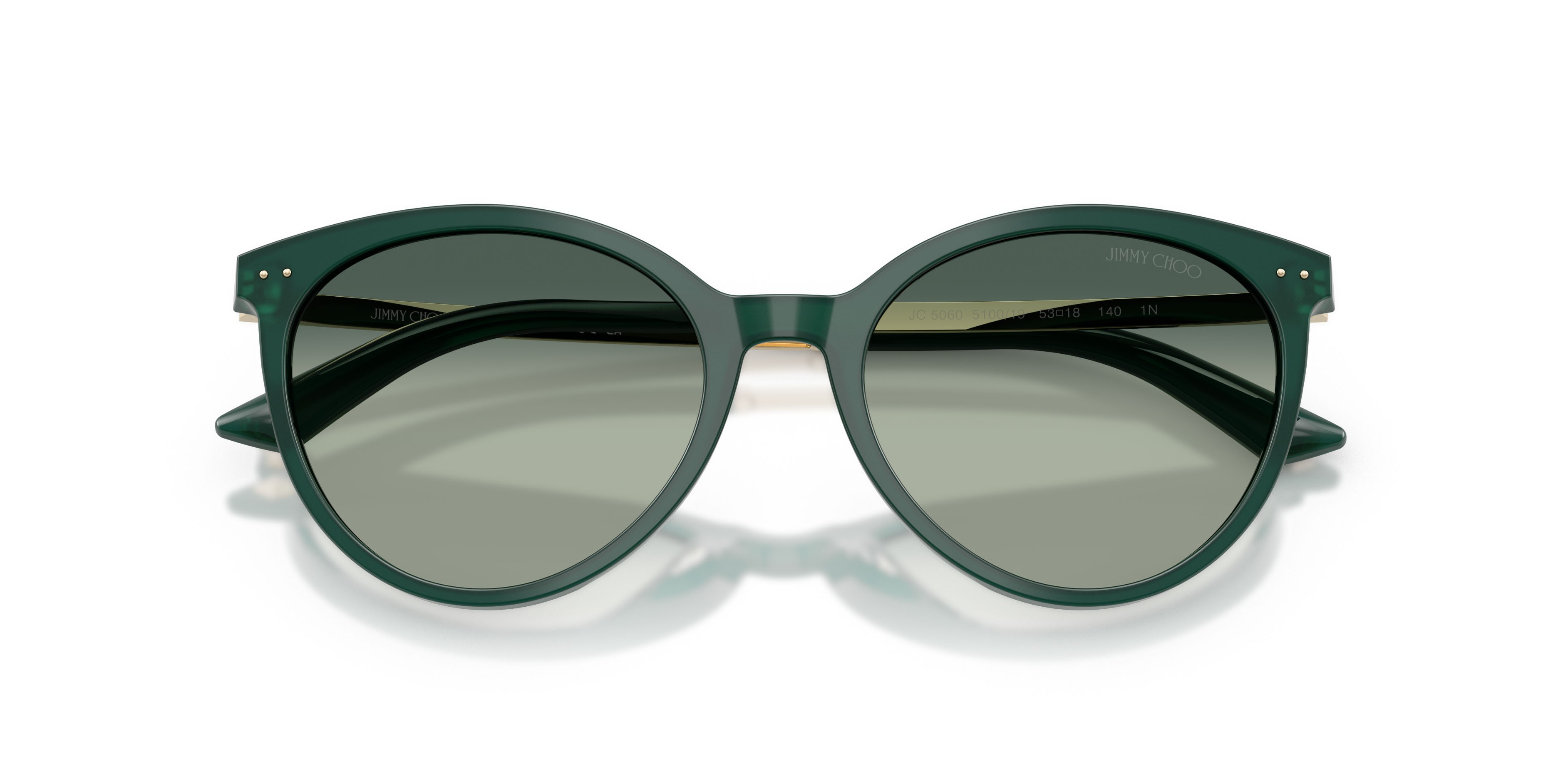 Occhiali da sole Jimmy Choo JC 5060 (510019) colore verde scuro opalino forma pantos lenti celeste sfumato blu scuro
