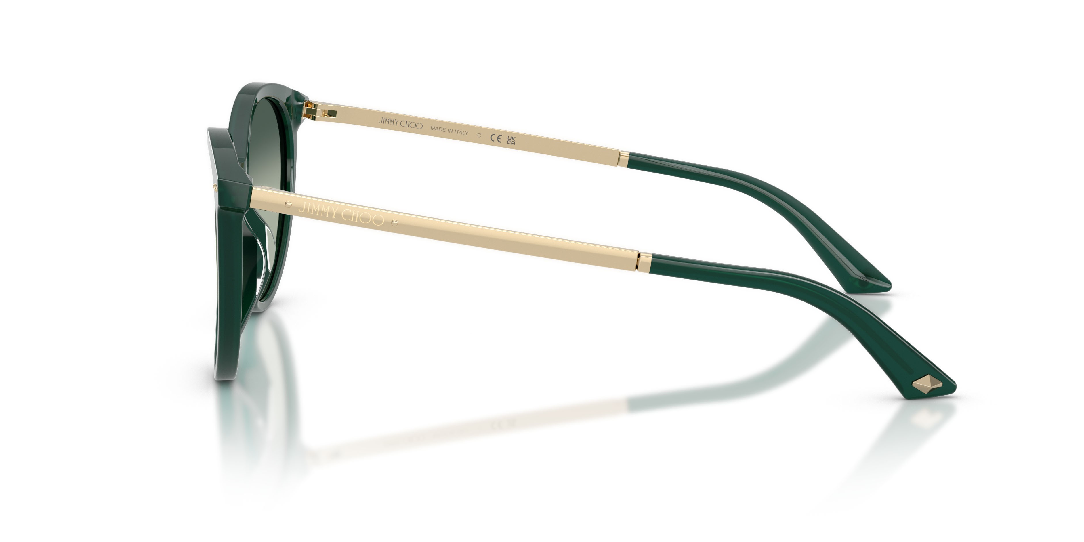 Occhiali da sole Jimmy Choo JC 5060 (510019) colore verde scuro opalino forma pantos lenti celeste sfumato blu scuro