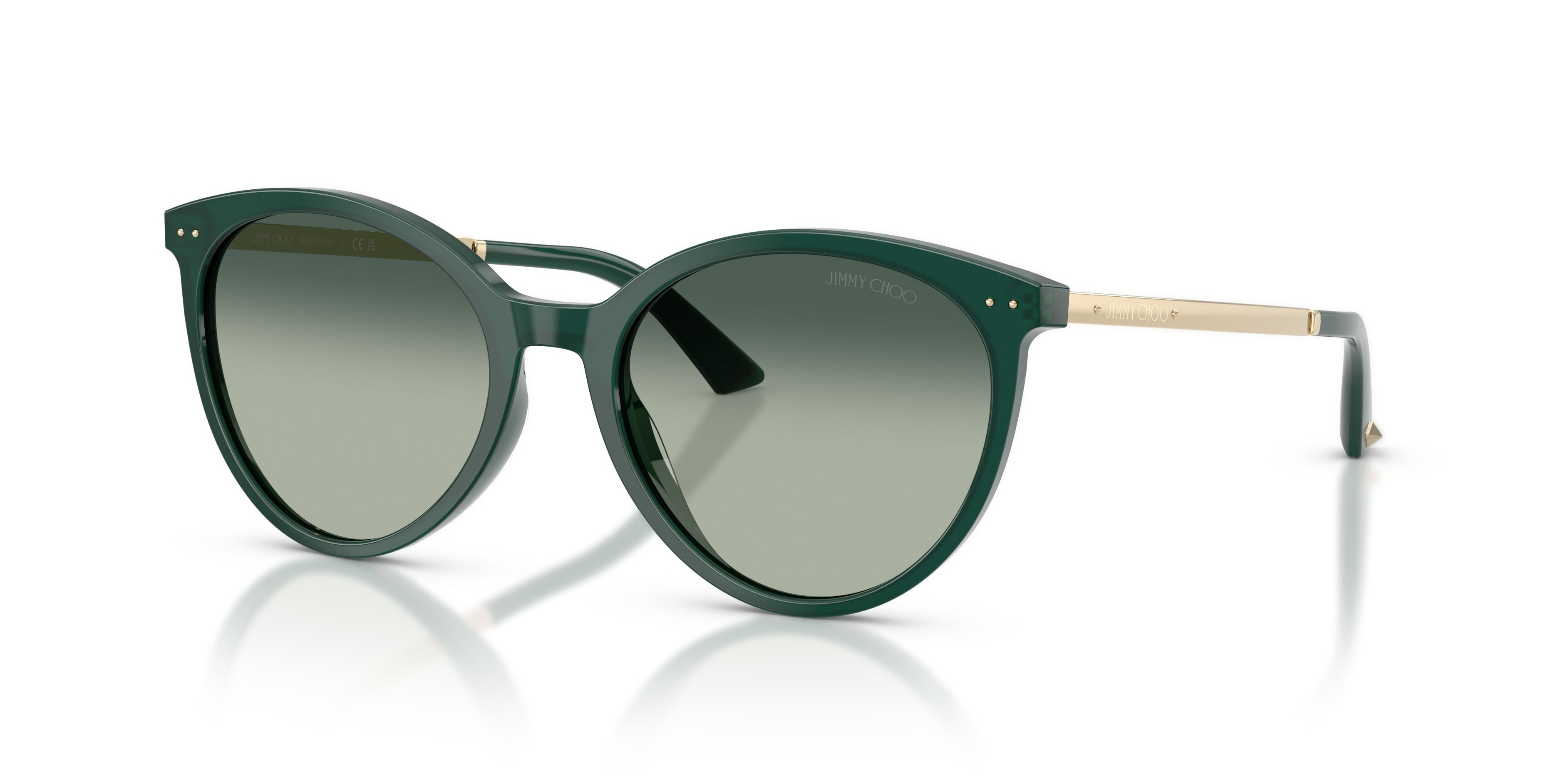 Occhiali da sole Jimmy Choo JC 5060 (510019) colore verde scuro opalino forma pantos lenti celeste sfumato blu scuro