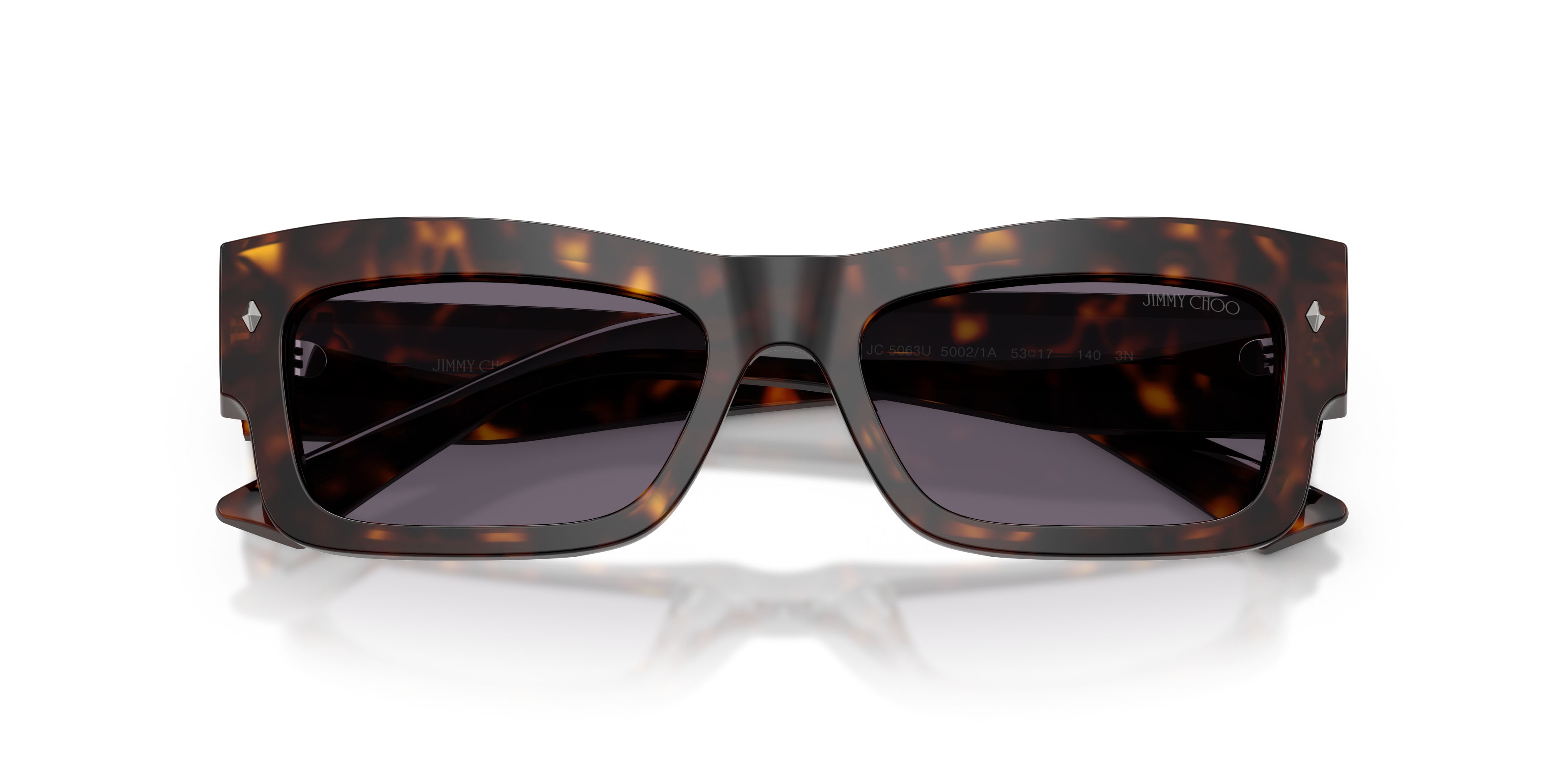Occhiali da sole Jimmy Choo JC 5063U (50021A) colore havana forma rettangolare lenti viola