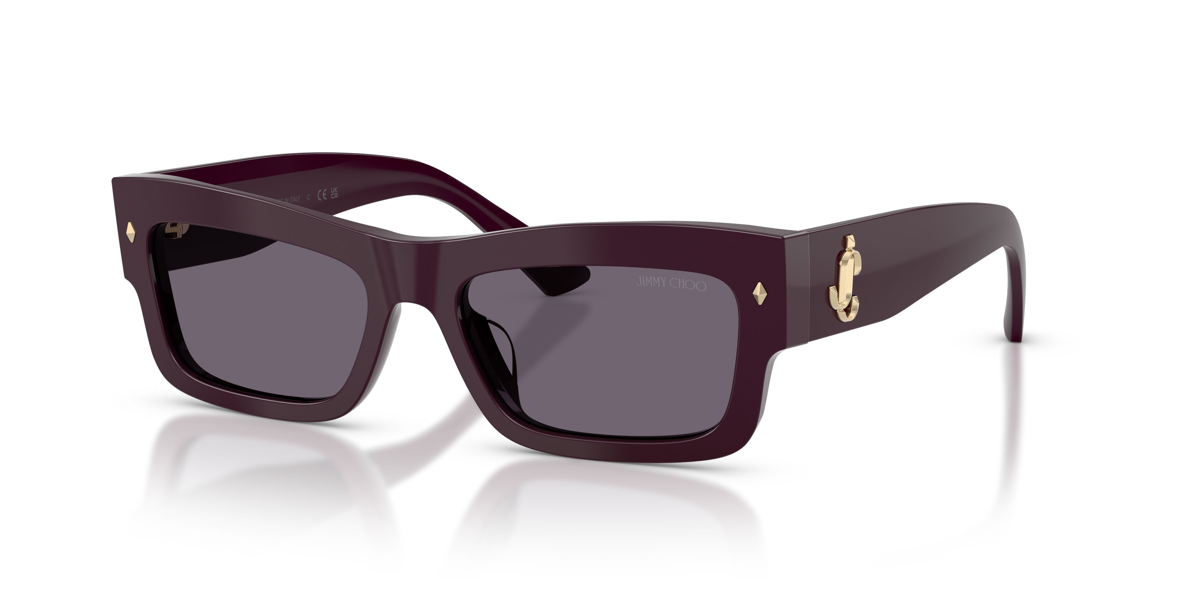 Occhiali da sole Jimmy Choo JC 5063U (50751A) colore prugna forma rettangolare lenti viola