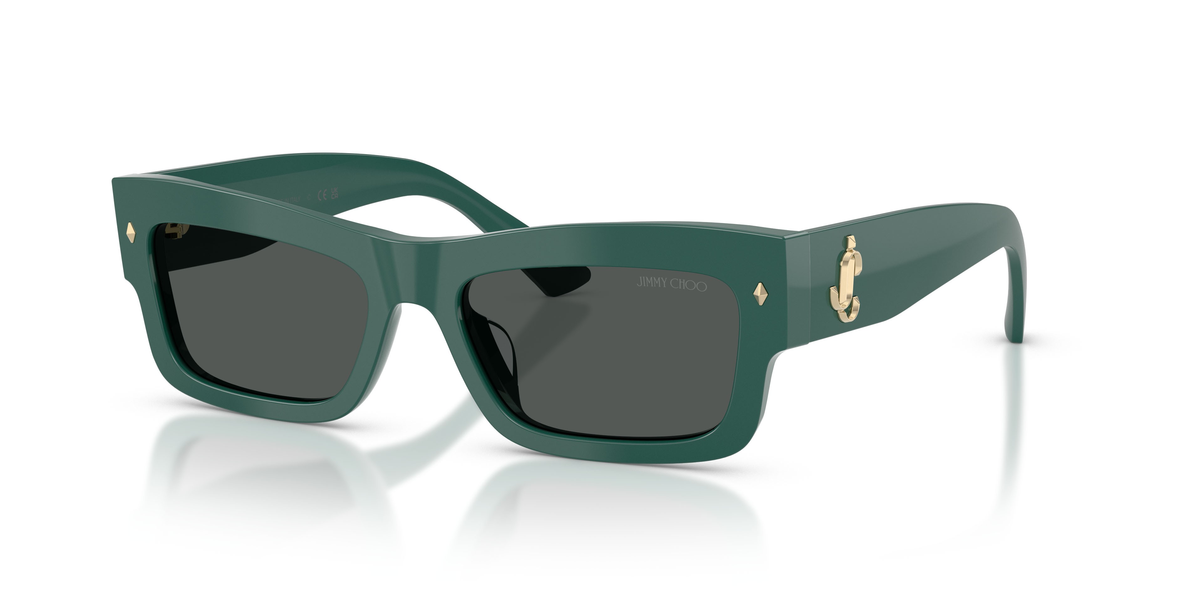 Occhiali da sole Jimmy Choo JC 5063U (510187) colore verde scuro forma rettangolare lenti grigio scuro