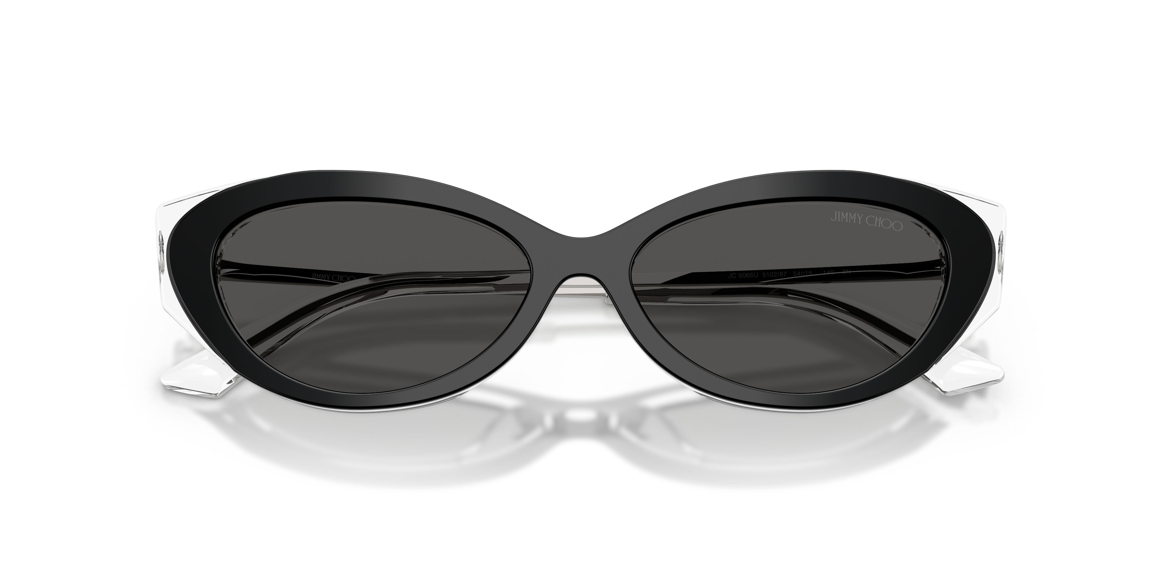 Sunglasses Jimmy Choo JC 5065U (510287) color nero/cristallo shape cat eye lenses grigio scuro