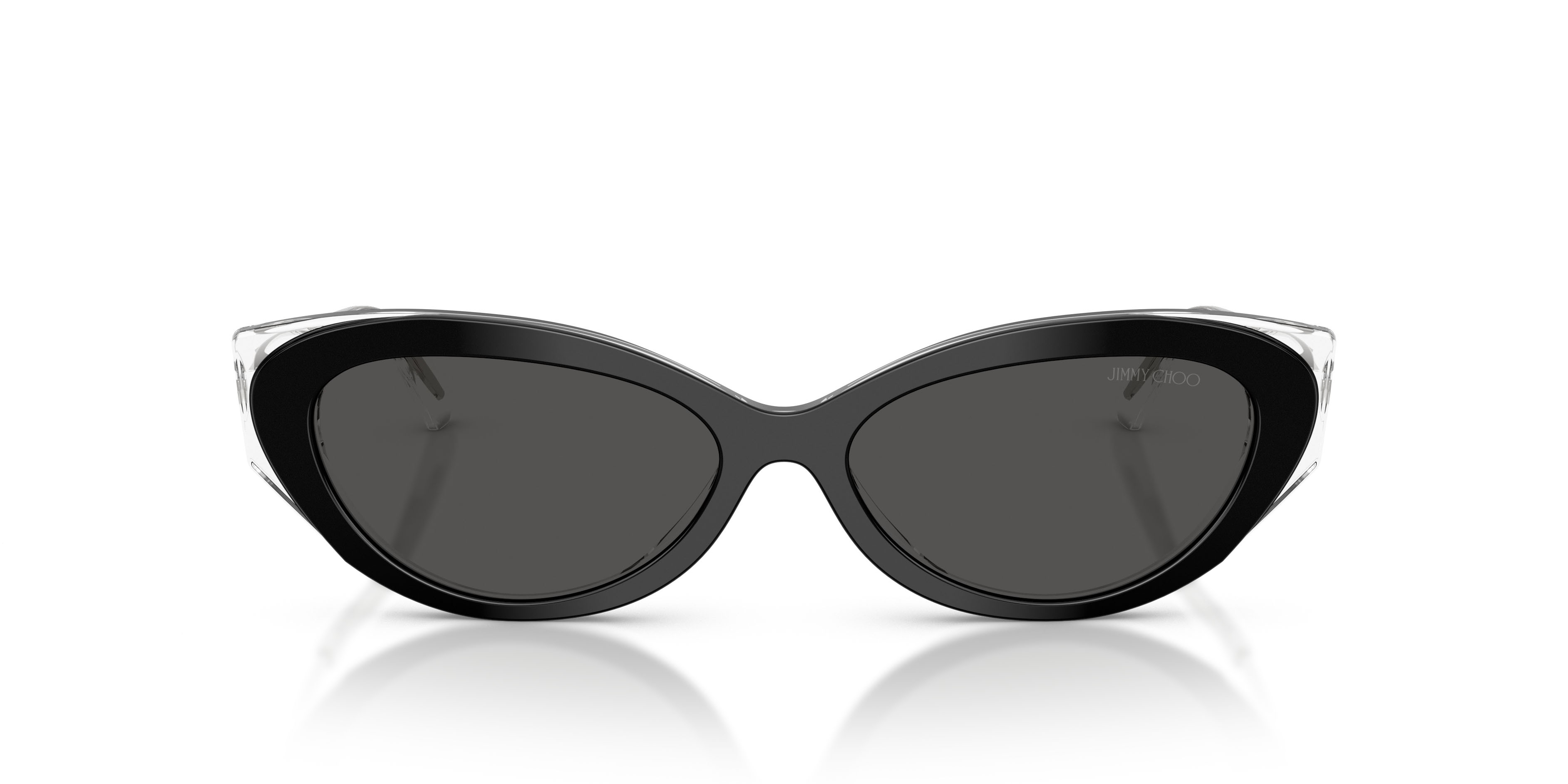 Sunglasses Jimmy Choo JC 5065U (510287) color nero/cristallo shape cat eye lenses grigio scuro