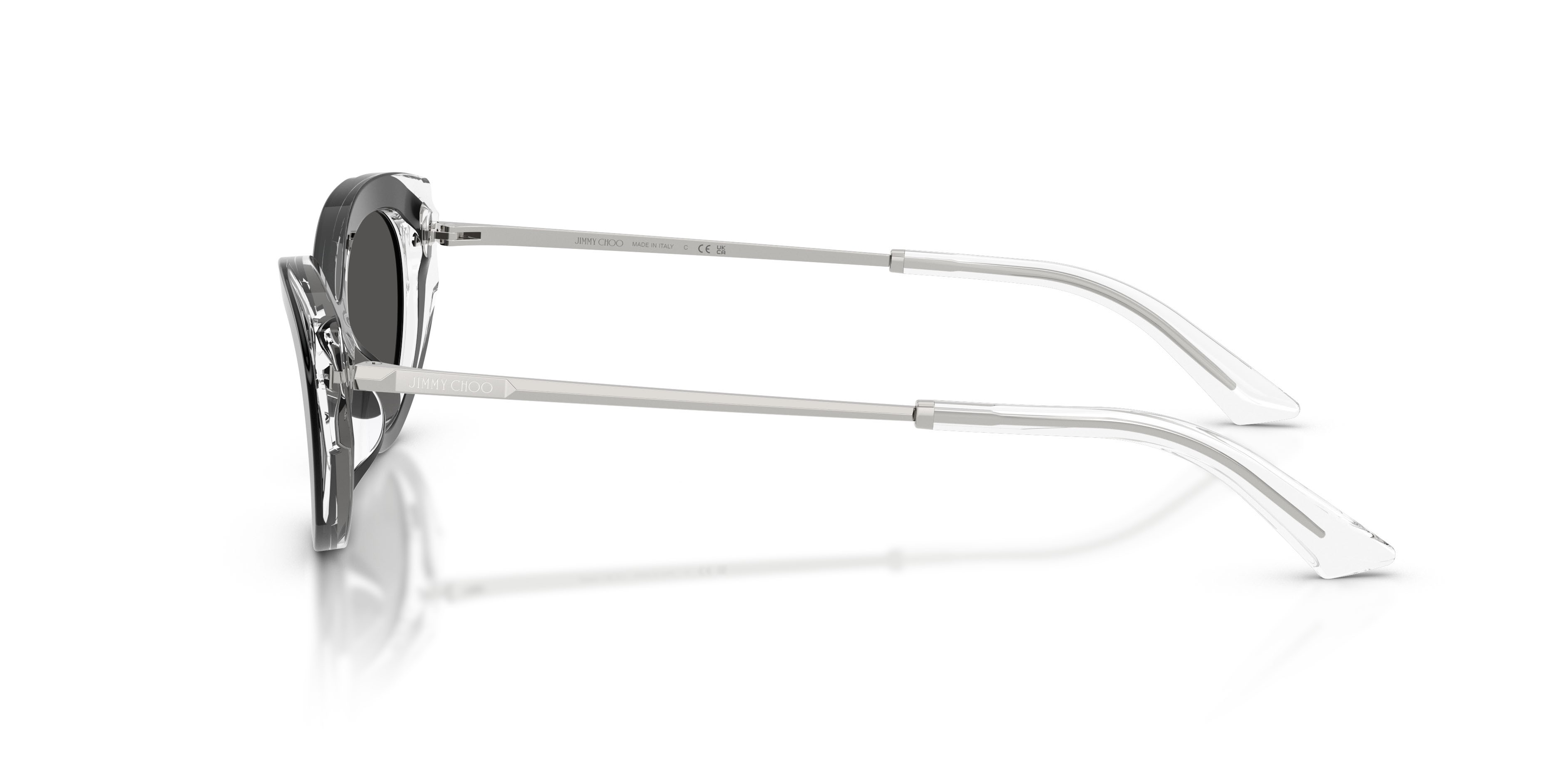 Sunglasses Jimmy Choo JC 5065U (510287) color nero/cristallo shape cat eye lenses grigio scuro