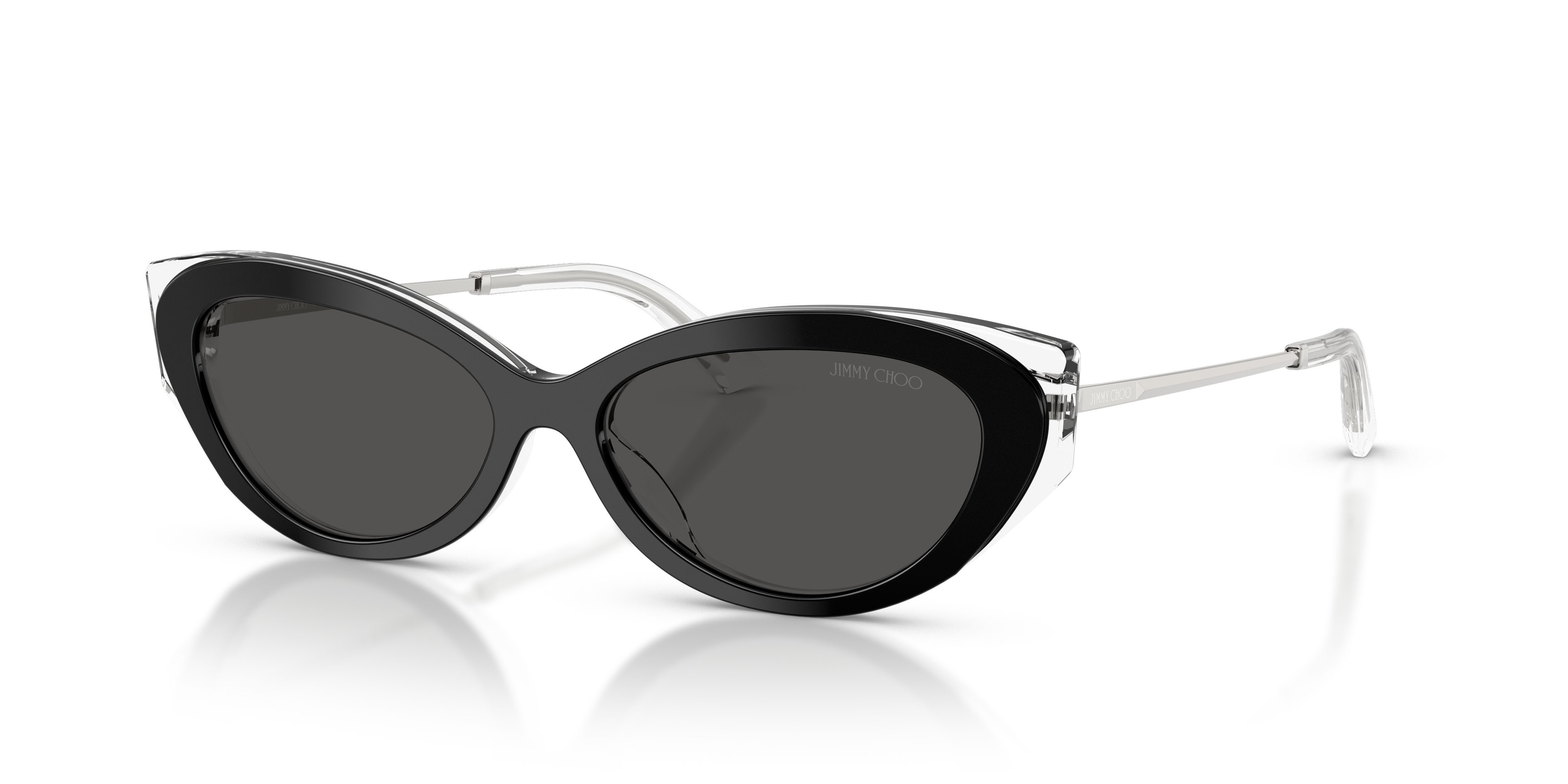 Sunglasses Jimmy Choo JC 5065U (510287) color nero/cristallo shape cat eye lenses grigio scuro