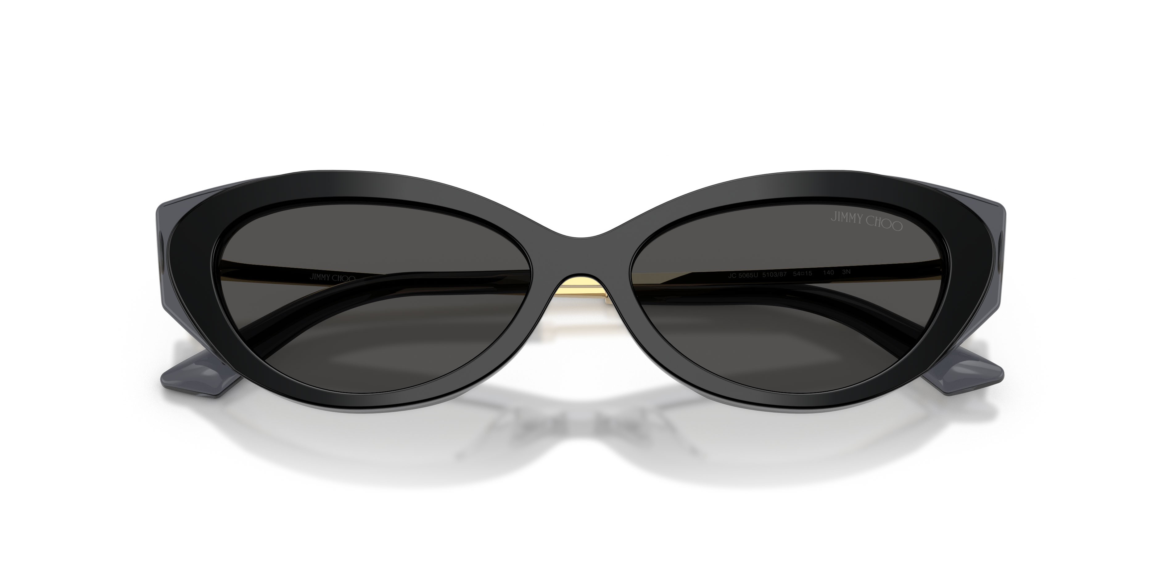 Sunglasses Jimmy Choo JC 5065U (510387) color nero/grigio trasparente shape cat eye lenses grigio scuro