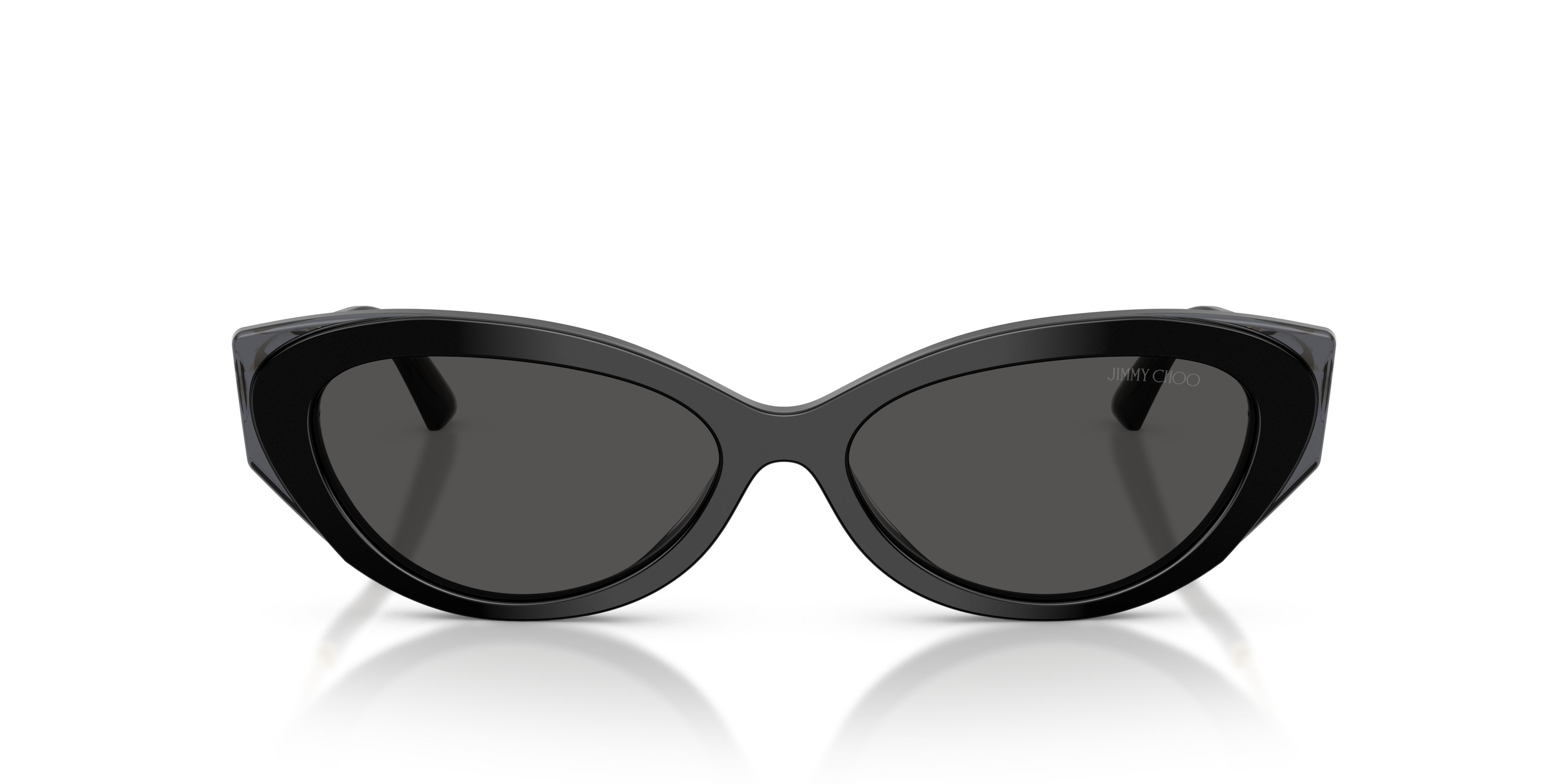 Sunglasses Jimmy Choo JC 5065U (510387) color nero/grigio trasparente shape cat eye lenses grigio scuro