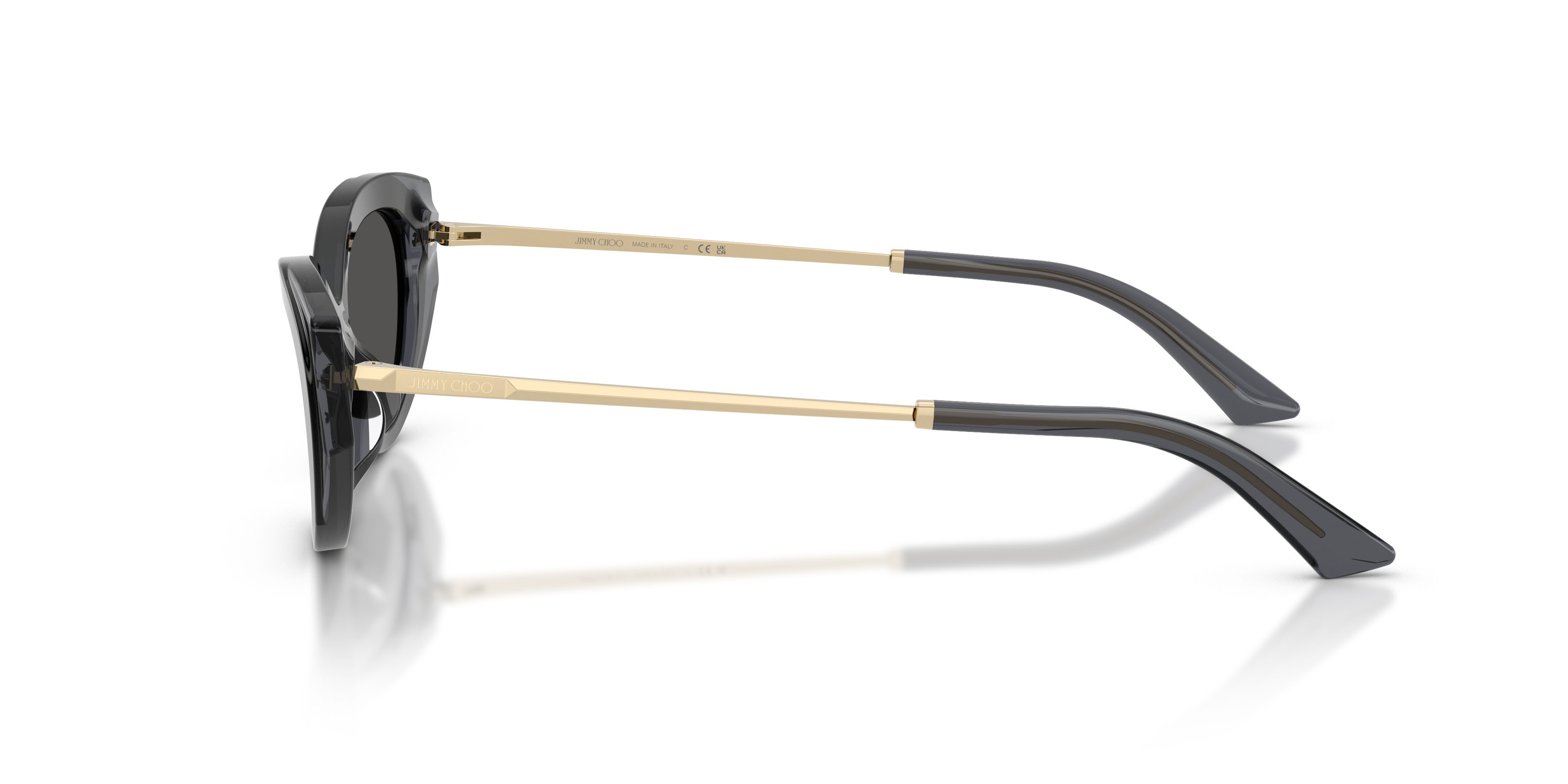 Sunglasses Jimmy Choo JC 5065U (510387) color nero/grigio trasparente shape cat eye lenses grigio scuro