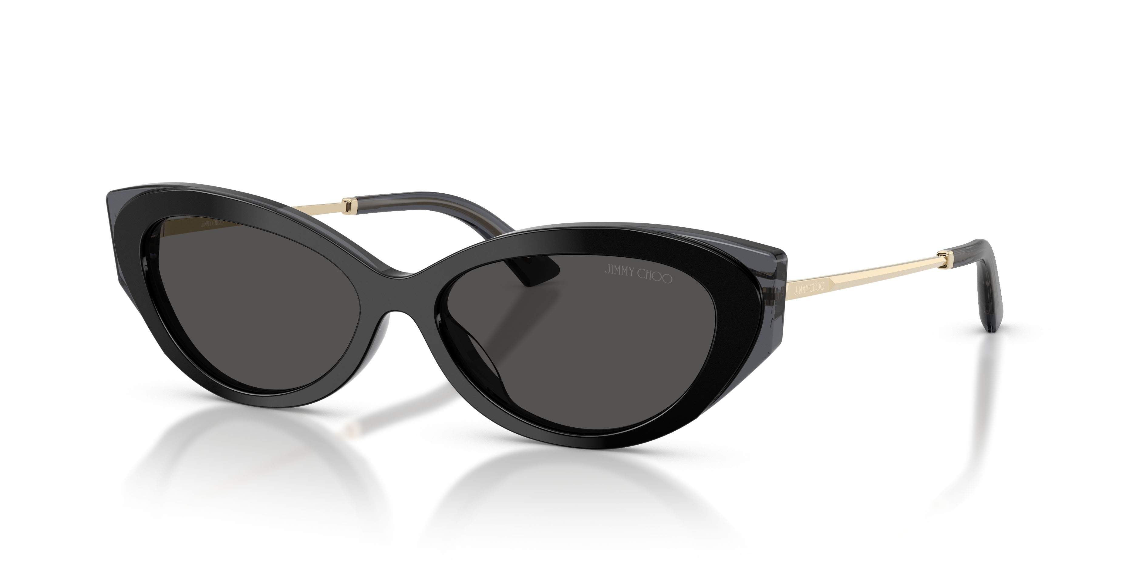 Sunglasses Jimmy Choo JC 5065U (510387) color nero/grigio trasparente shape cat eye lenses grigio scuro
